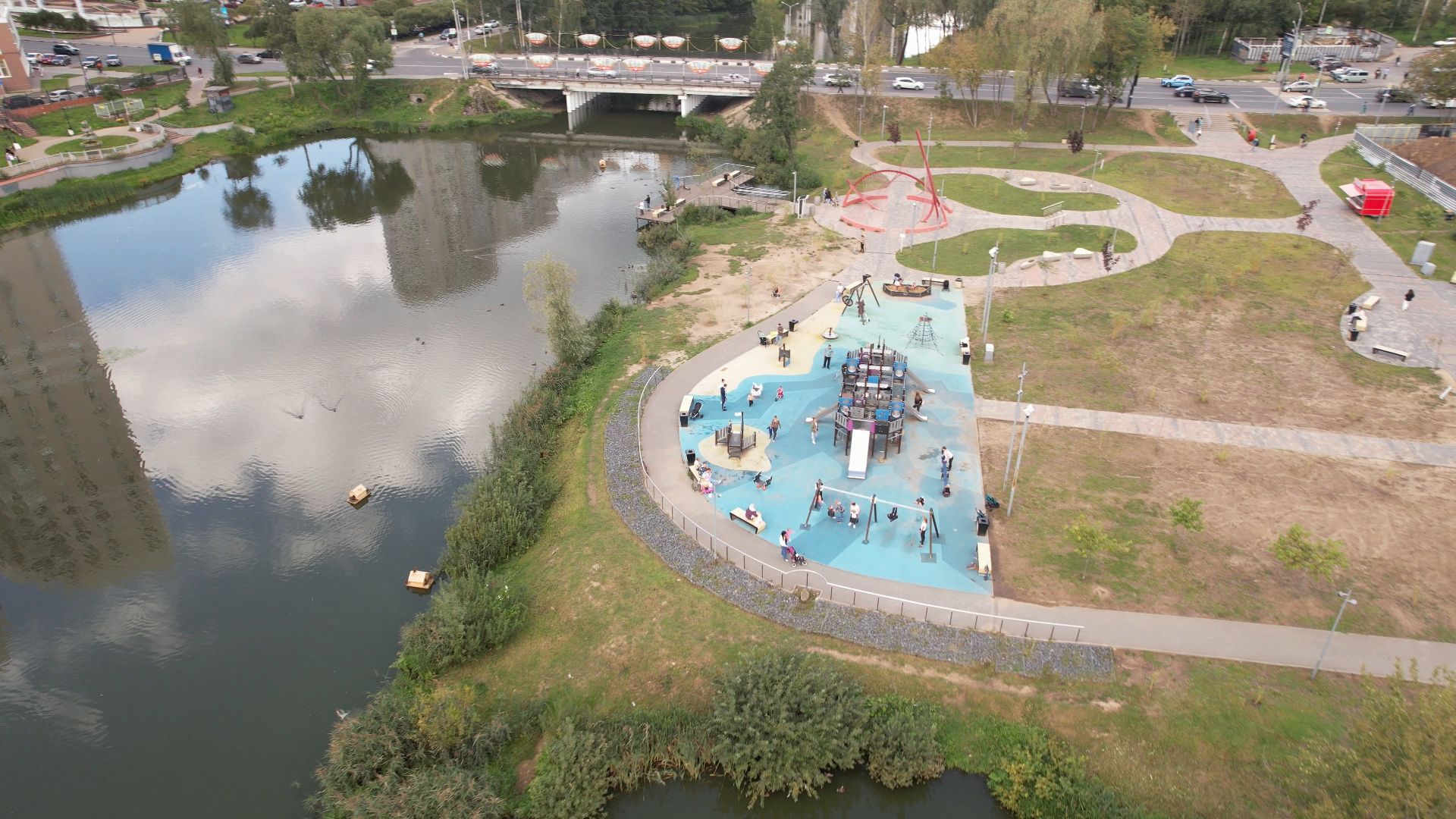 набережная, пушкино, парк,видео с коптера,