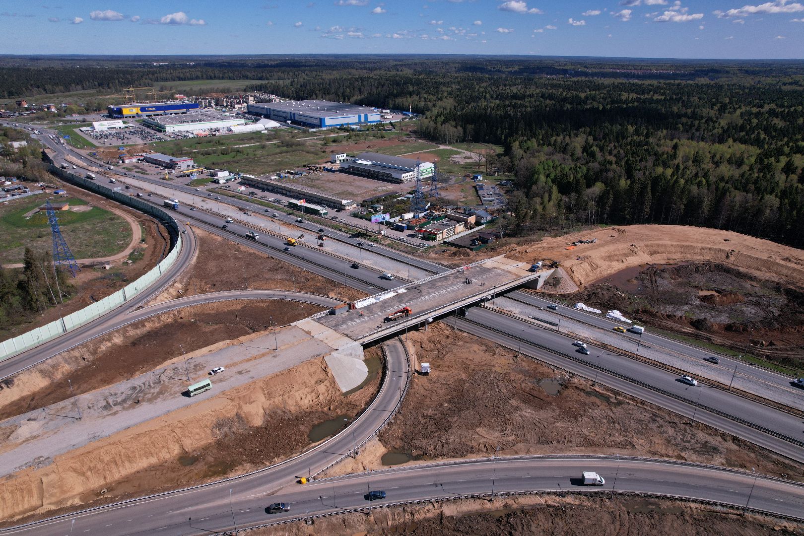 лобня, дорога, развязка, переезд,видео с коптера,
