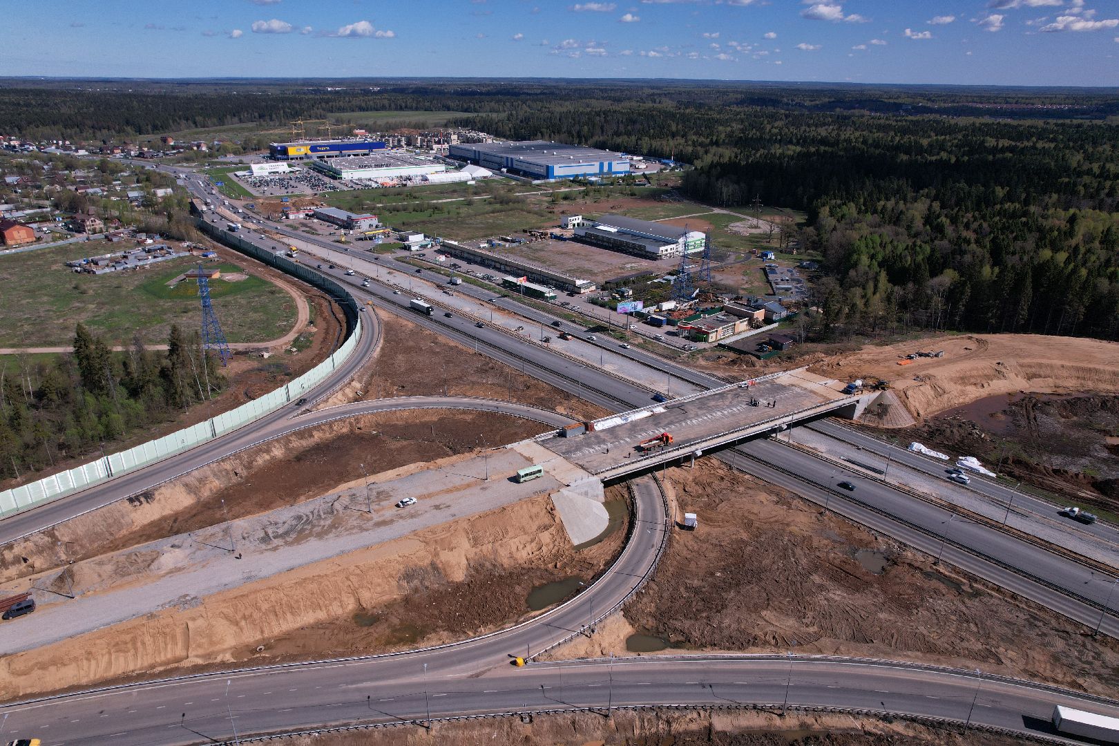 лобня, дорога, развязка, переезд,видео с коптера,
