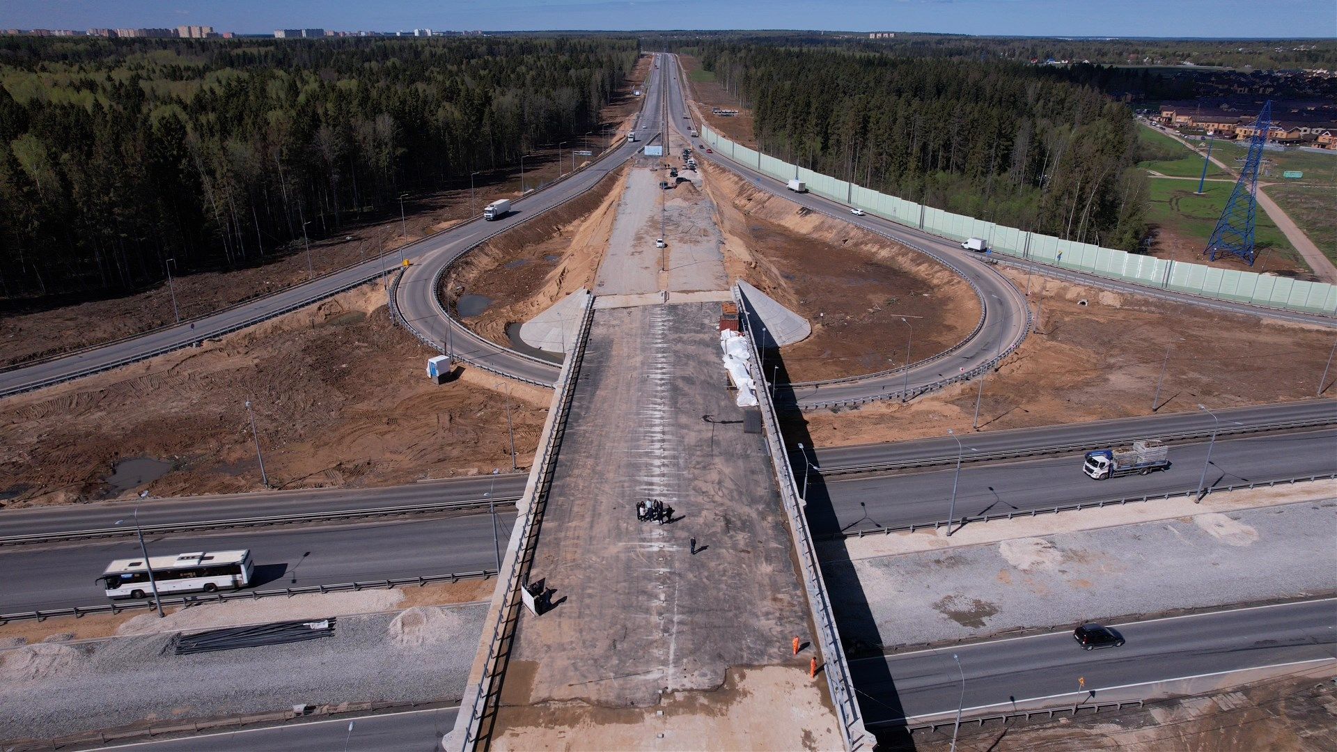лобня, дорога, развязка, переезд,видео с коптера,