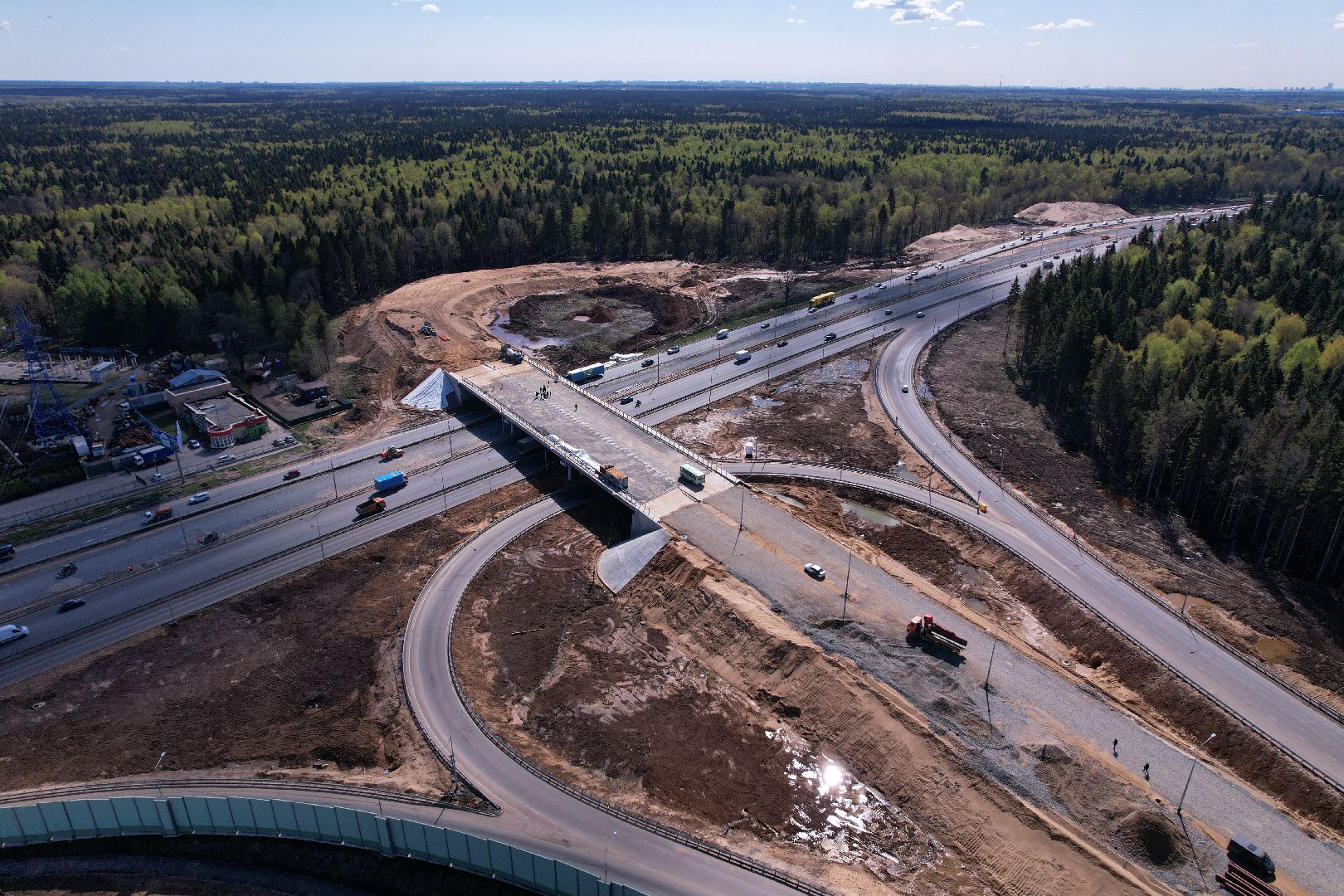 лобня, дорога, развязка, переезд,видео с коптера,