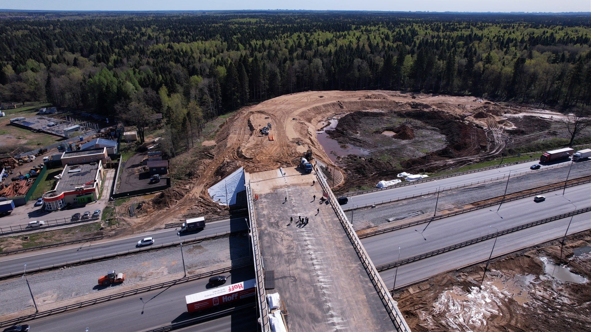 лобня, дорога, развязка, переезд,видео с коптера,