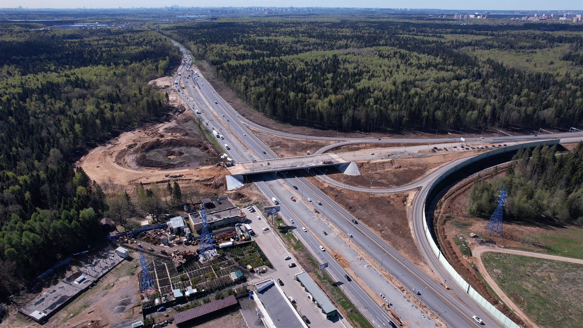 лобня, дорога, развязка, переезд,видео с коптера,