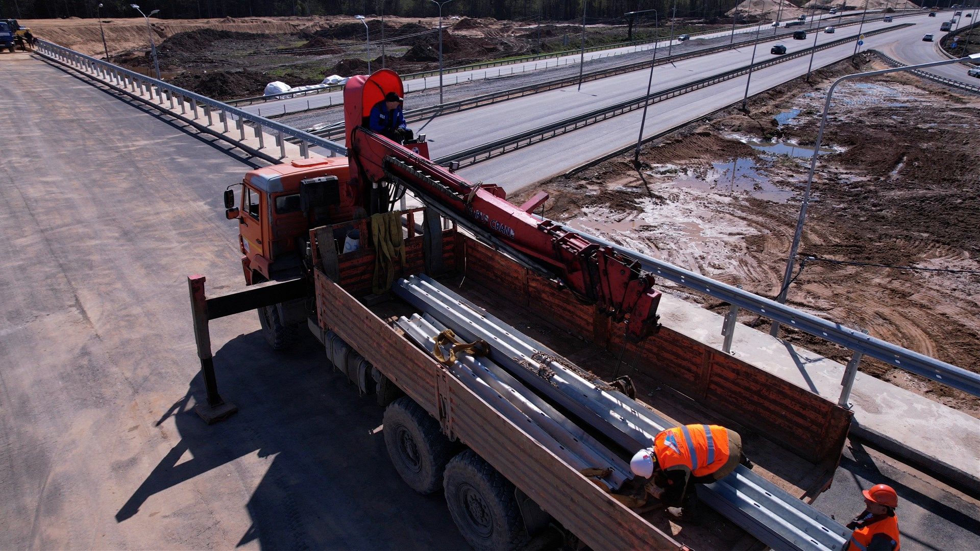 лобня, дорога, развязка, переезд,видео с коптера,