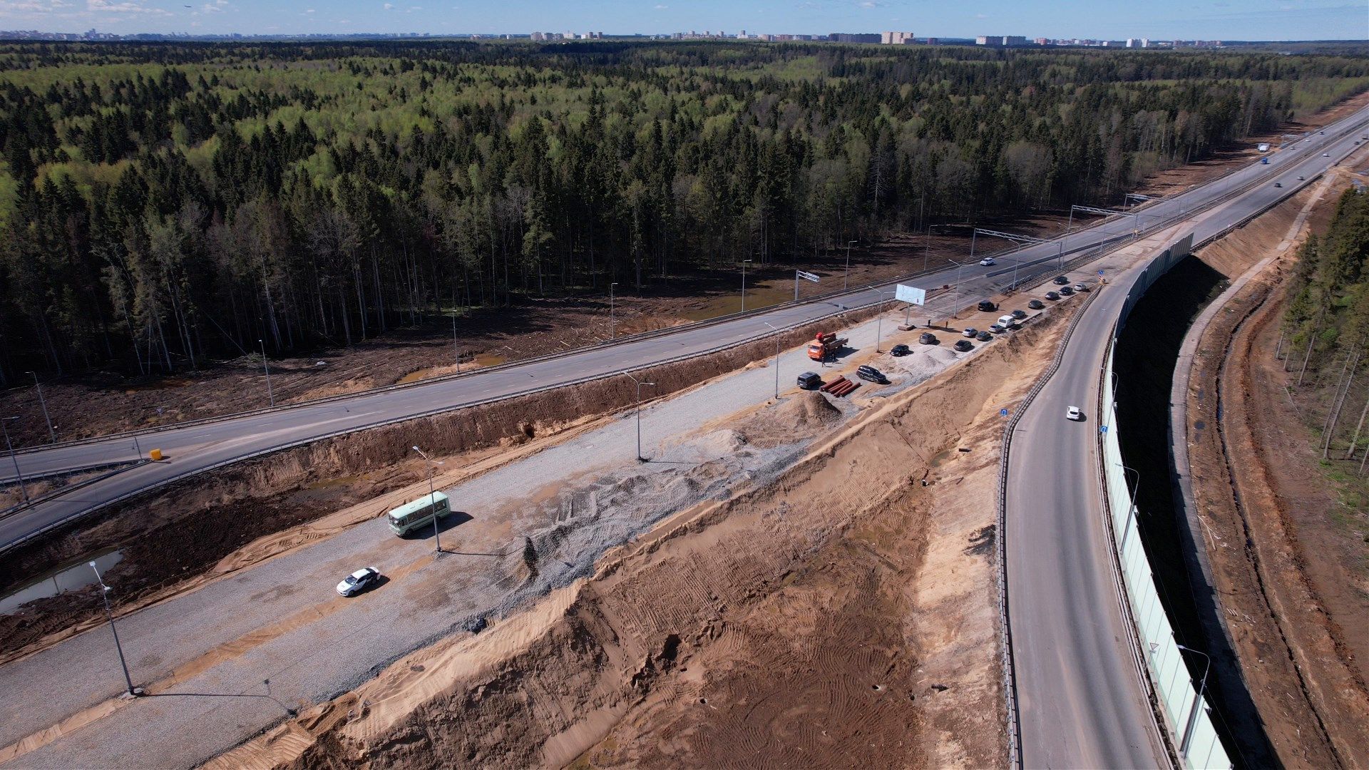 лобня, дорога, развязка, переезд,видео с коптера,