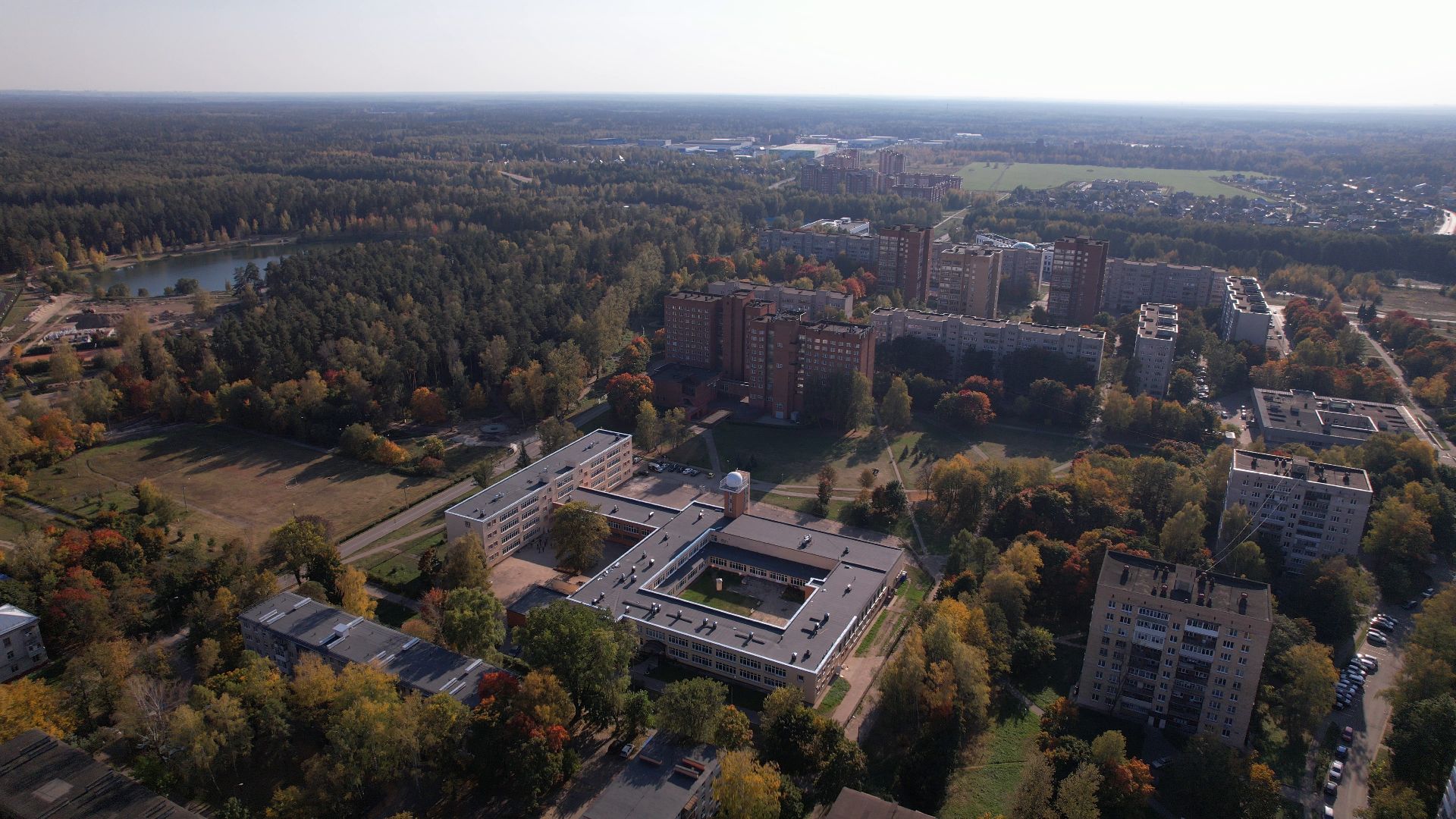 черноголовка, обсерватория, башня, школа,видео с коптера,