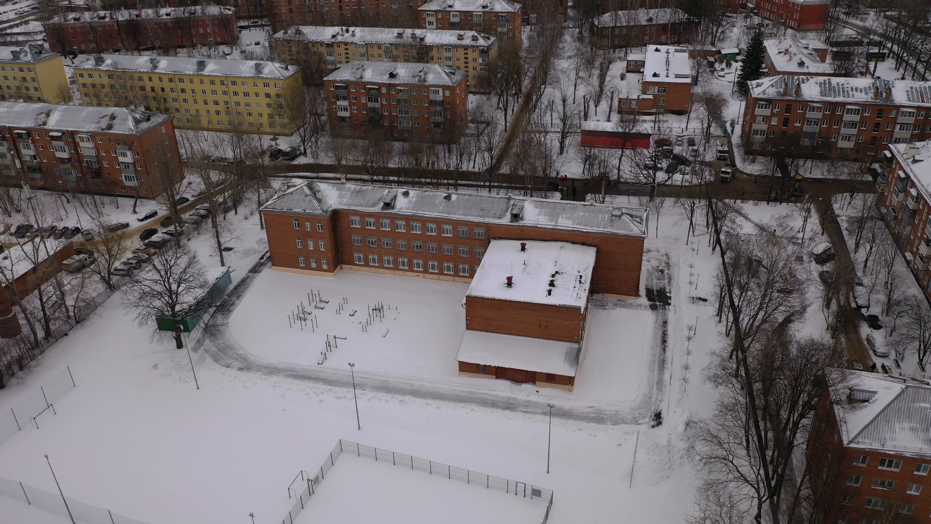 климовск, лицей, спорт,видео с коптера,