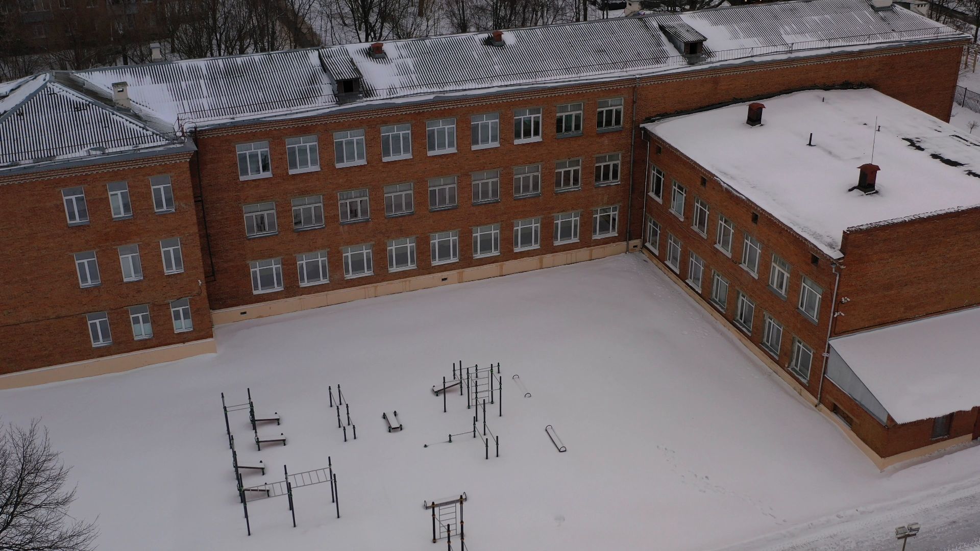 климовск, лицей, спорт,видео с коптера,