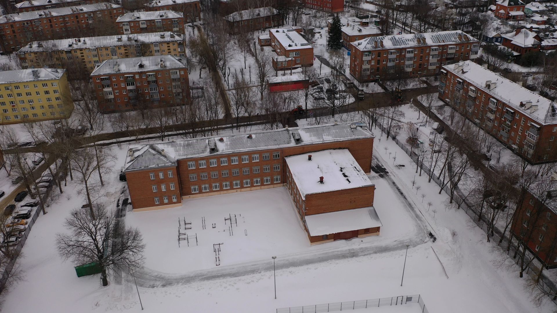 климовск, лицей, спорт,видео с коптера,