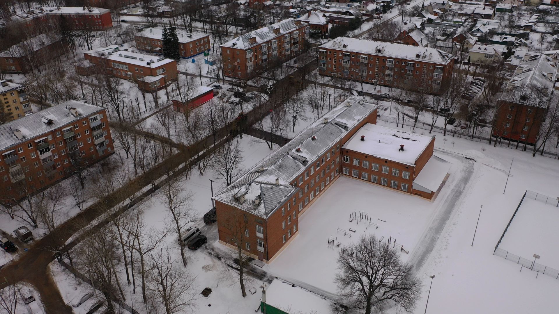 климовск, лицей, спорт,видео с коптера,