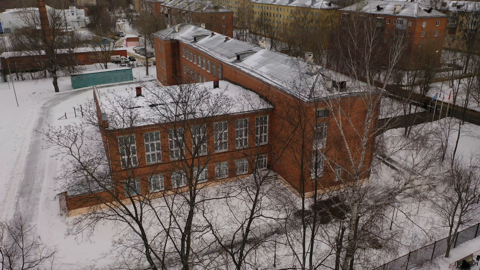 климовск, лицей, спорт,видео с коптера,