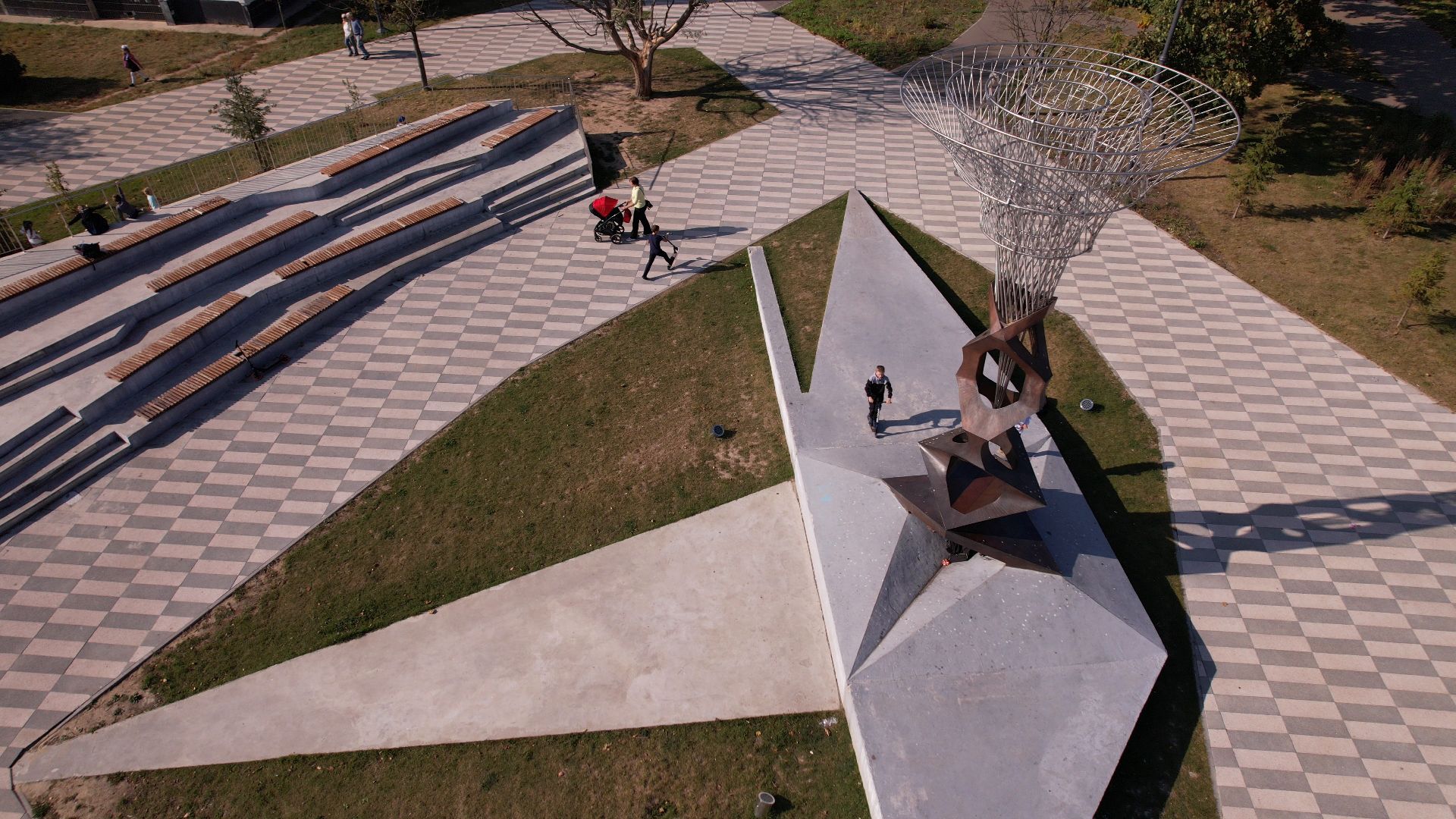 памятник, черноголовка, ученый,видео с коптера,