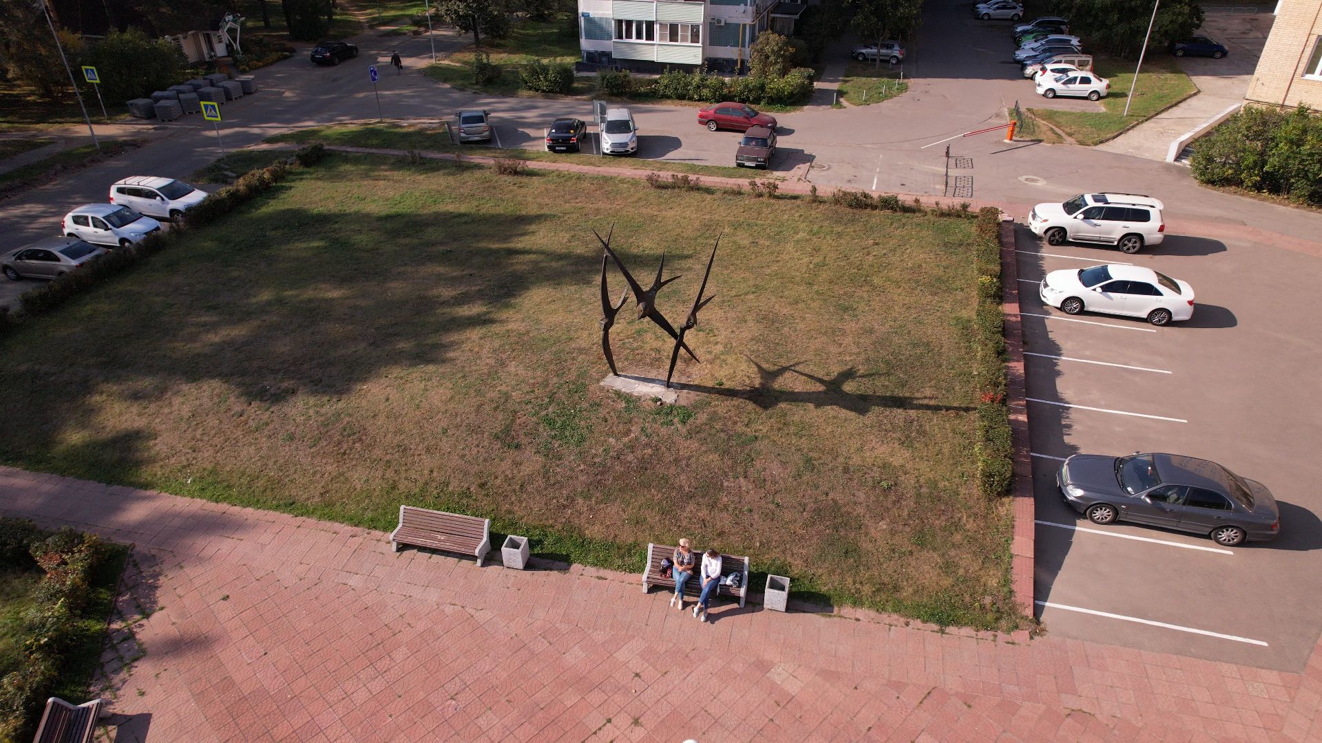 памятник, черноголовка, ученый,видео с коптера,