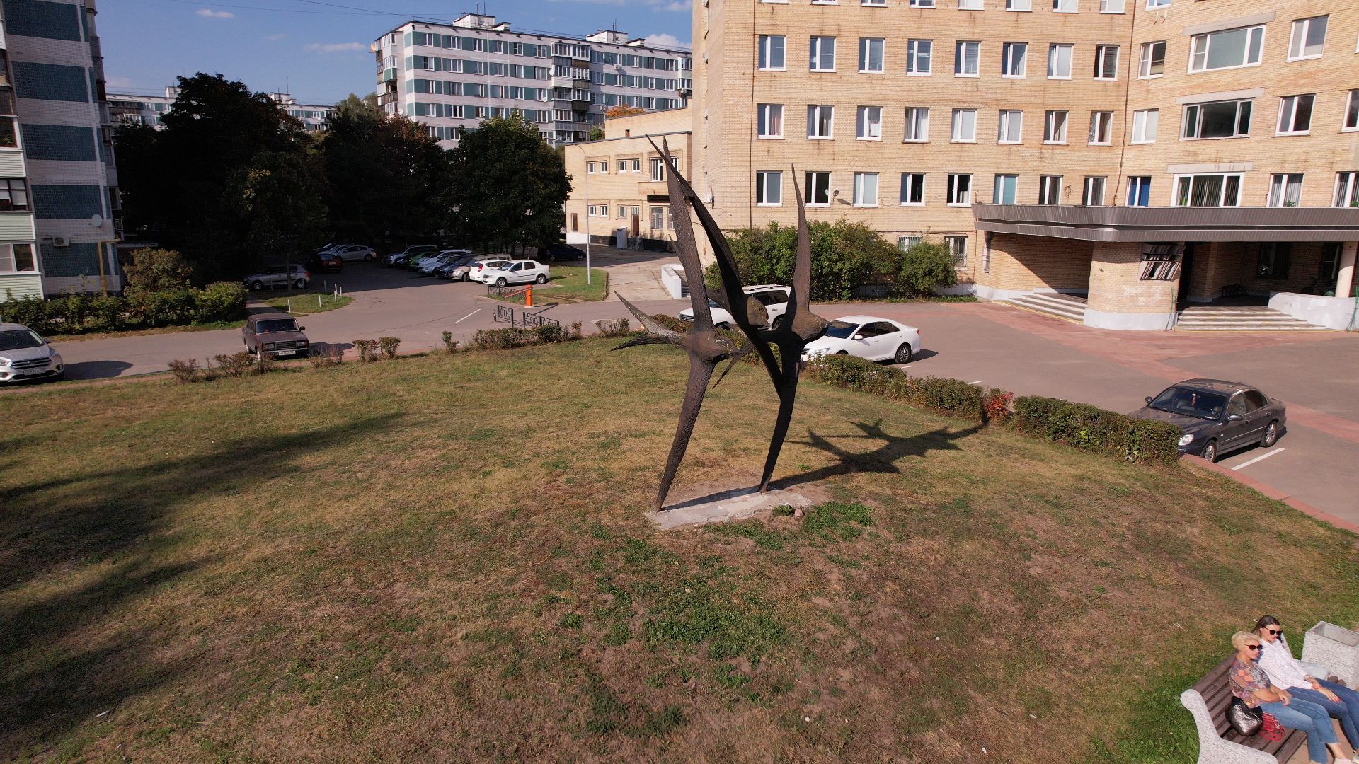 памятник, черноголовка, ученый,видео с коптера,