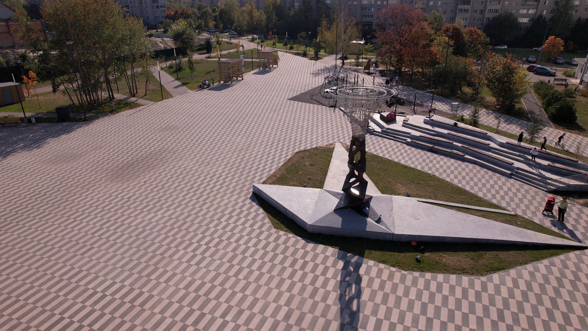 памятник, черноголовка, ученый,видео с коптера,