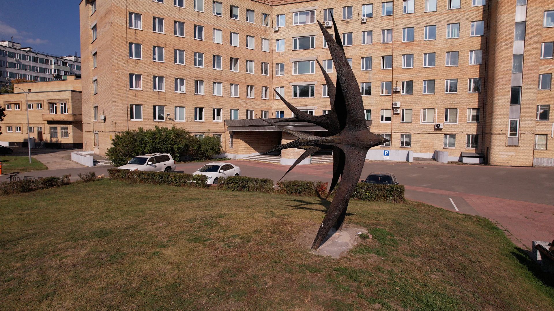 памятник, черноголовка, ученый,видео с коптера,