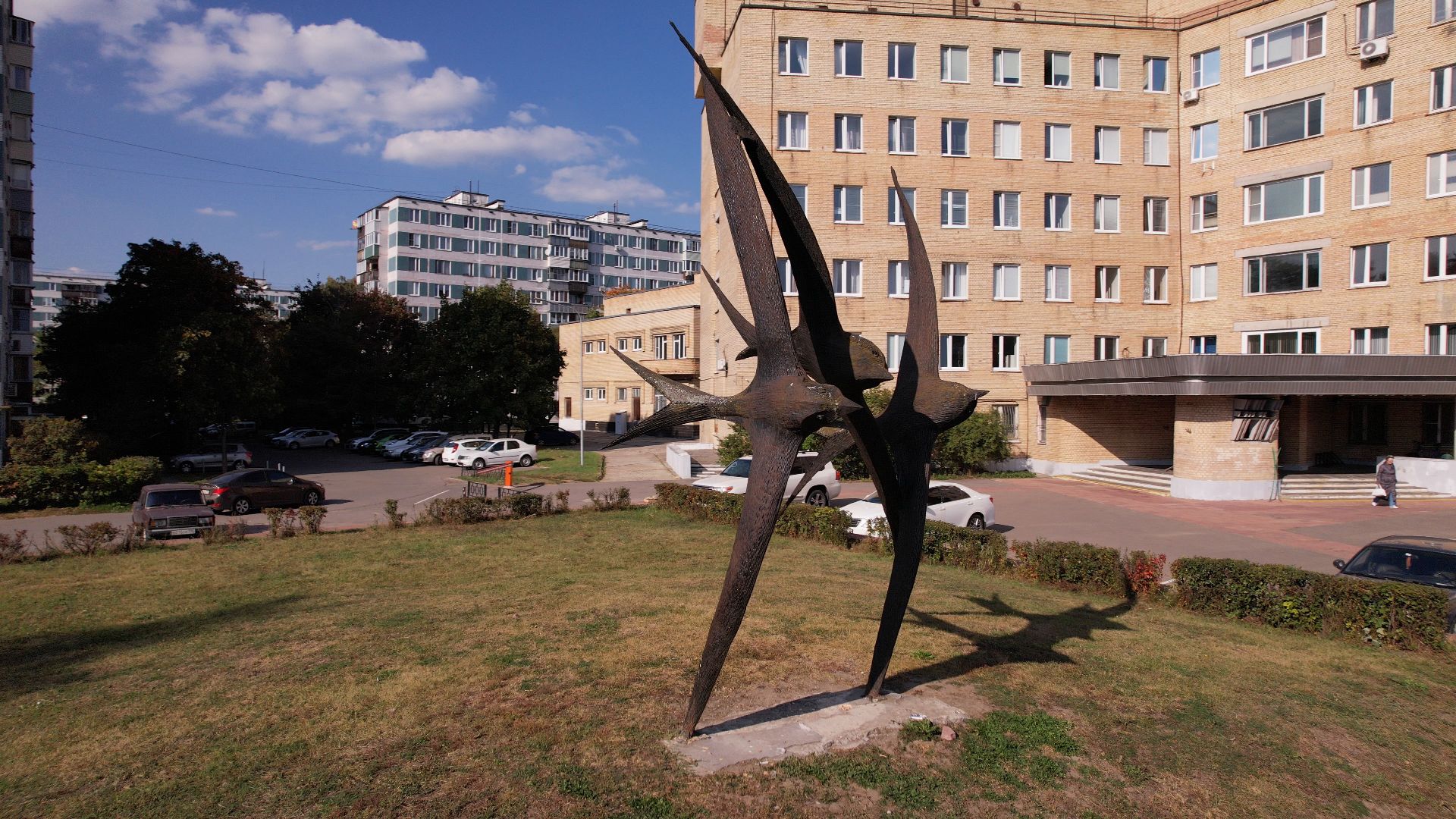 памятник, черноголовка, ученый,видео с коптера,