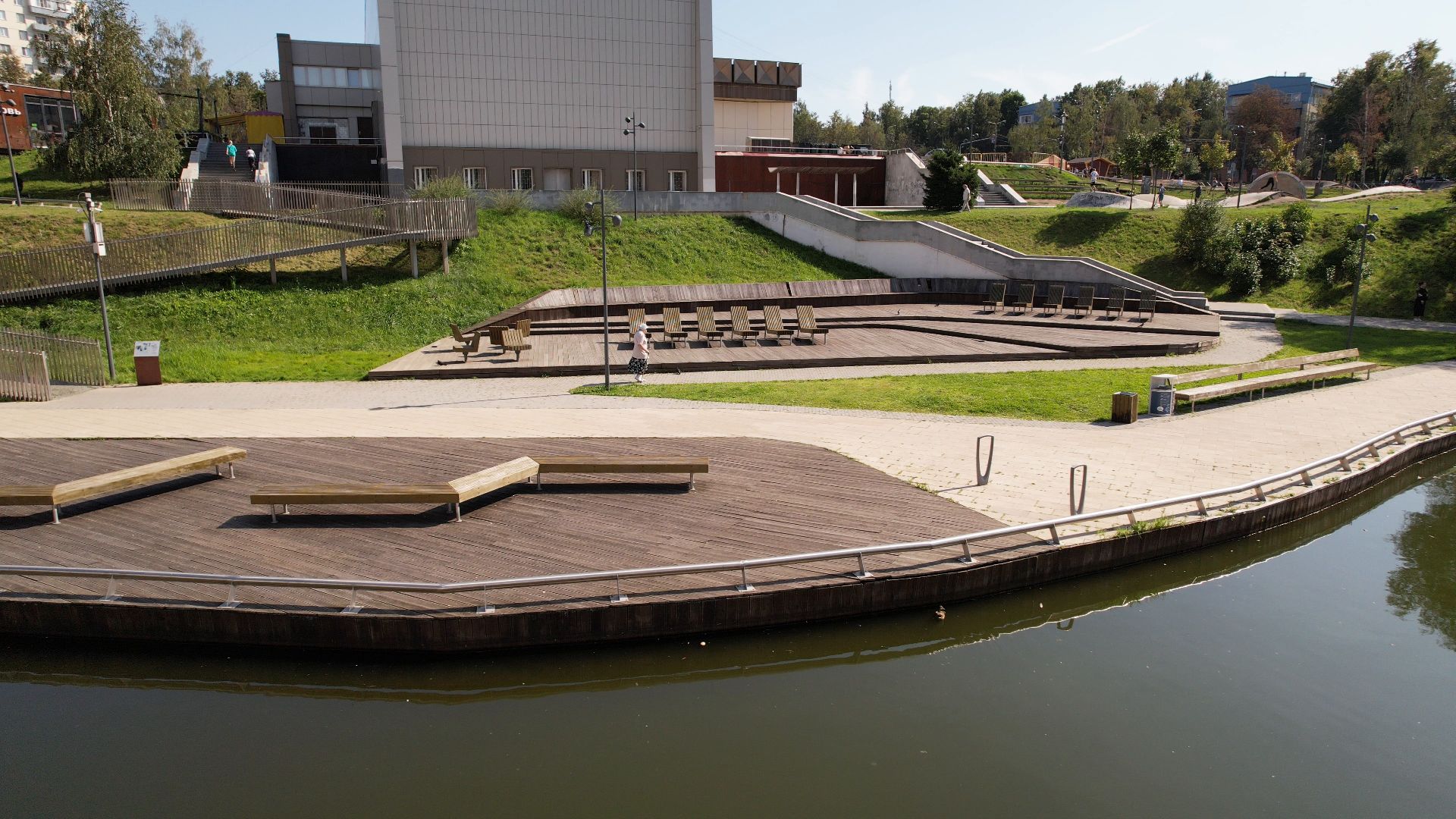 видное, благоустройство, пруд,видео с коптера,