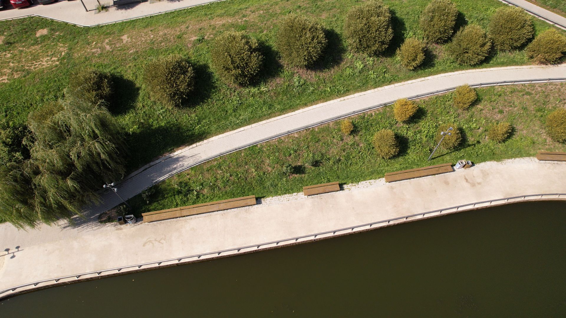 видное, благоустройство, пруд,видео с коптера,