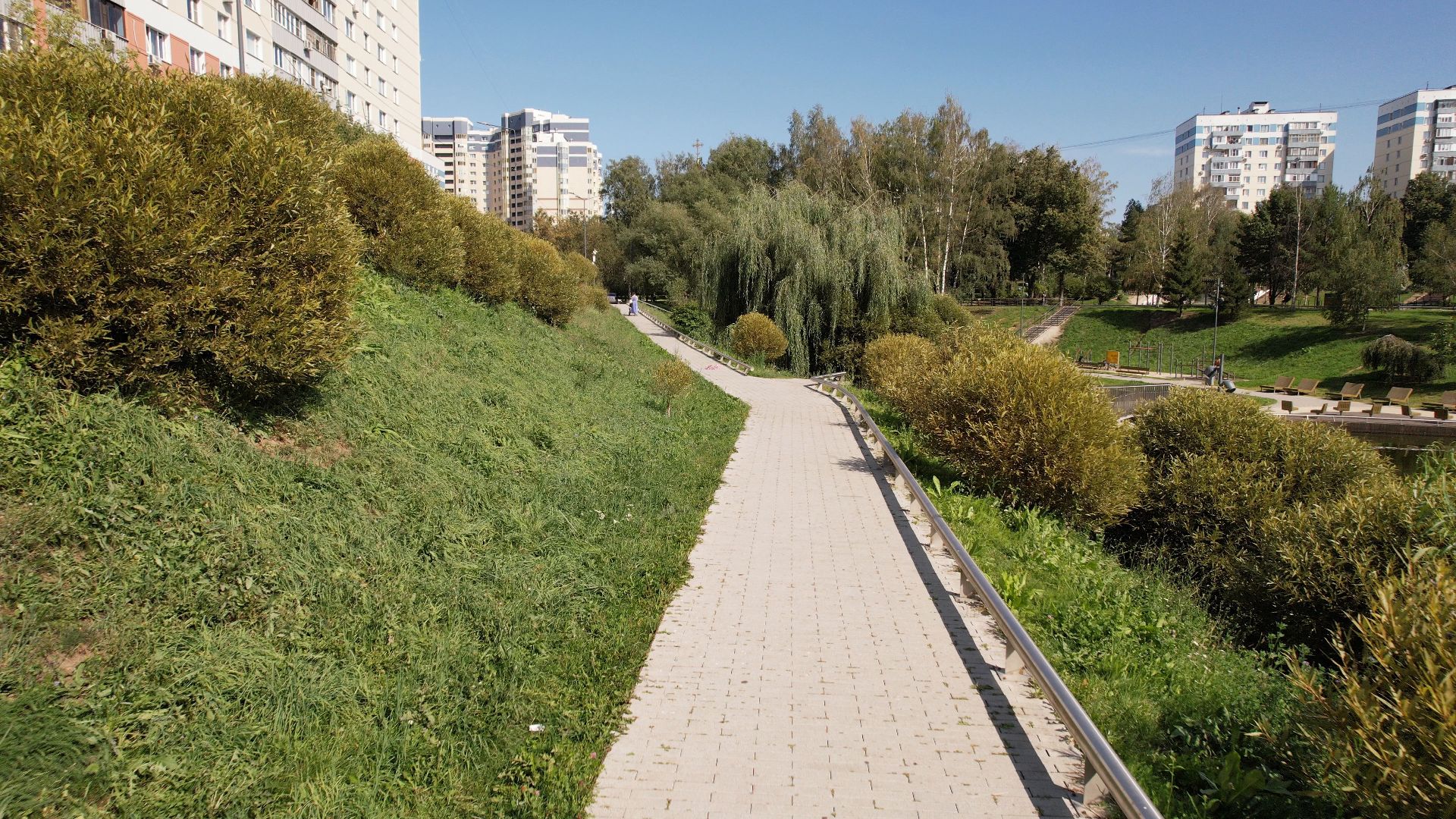 видное, благоустройство, пруд,видео с коптера,