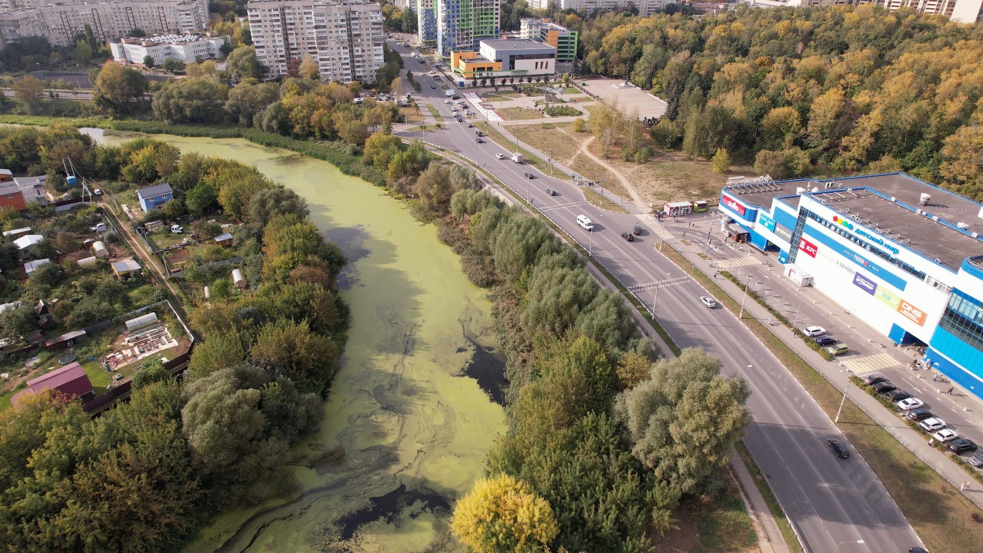 жуковский, благоустройство, набережная,видео с коптера,