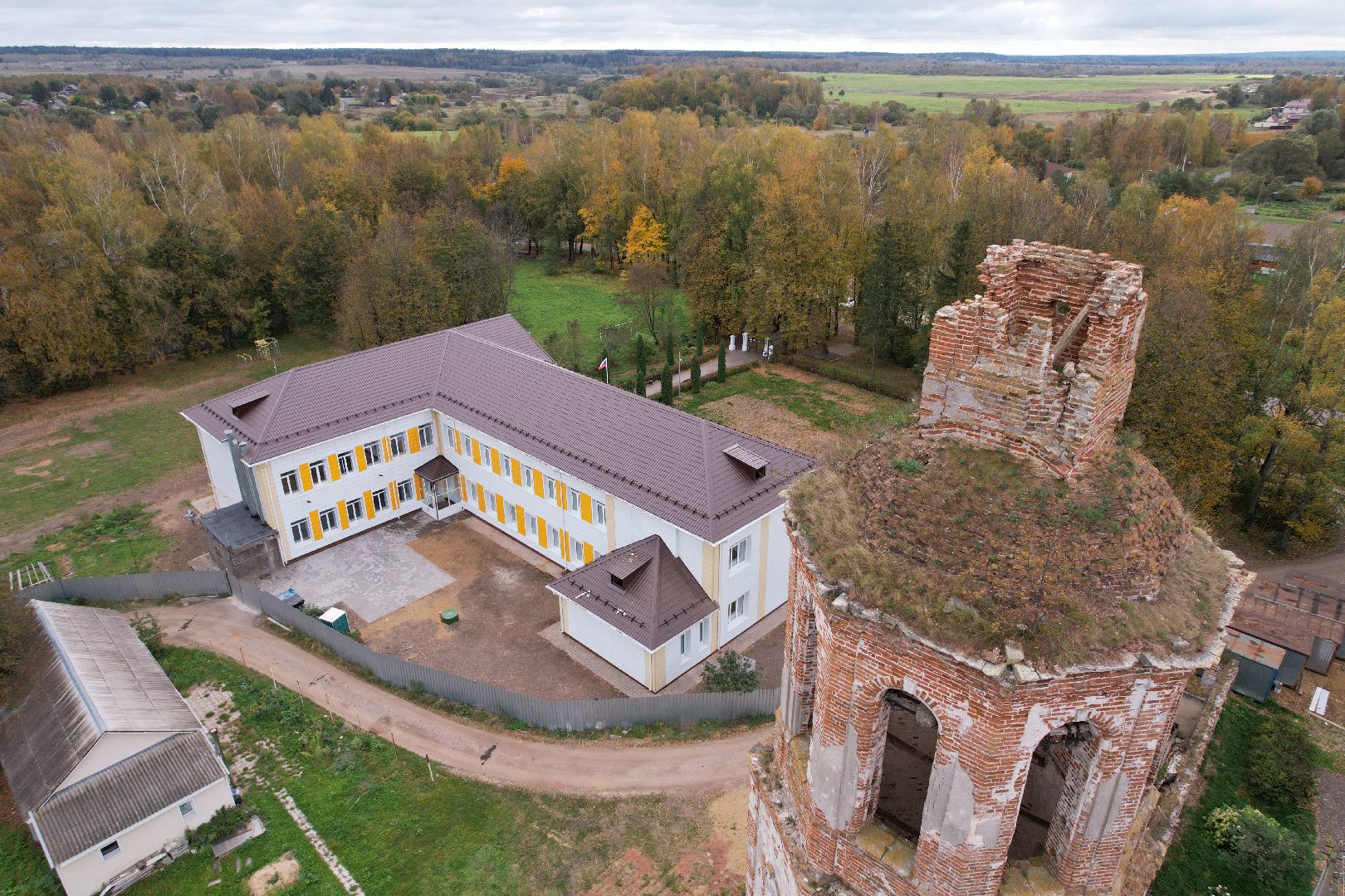 можайск, Клементьево, строительство, школа,видео с коптера,