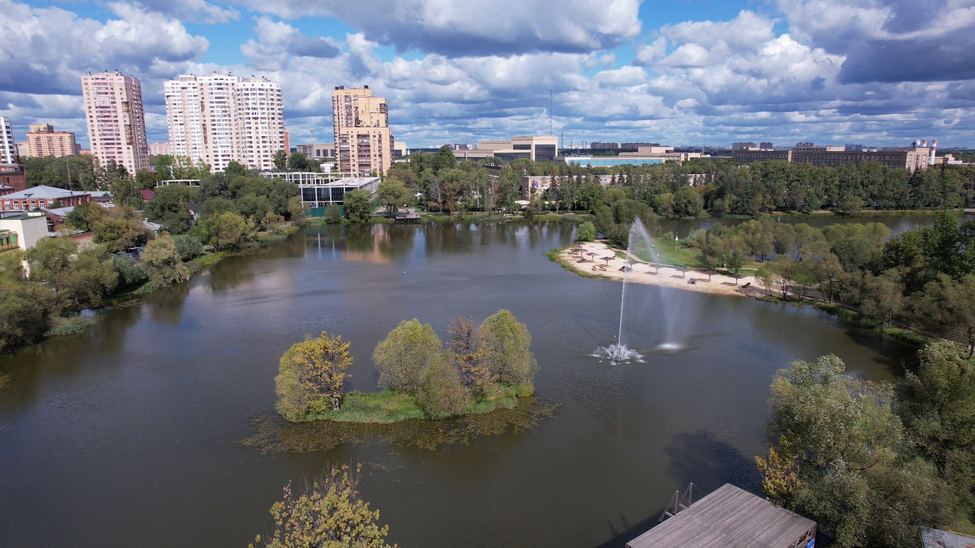 Реутов, благоустройство, пруд,видео с коптера,