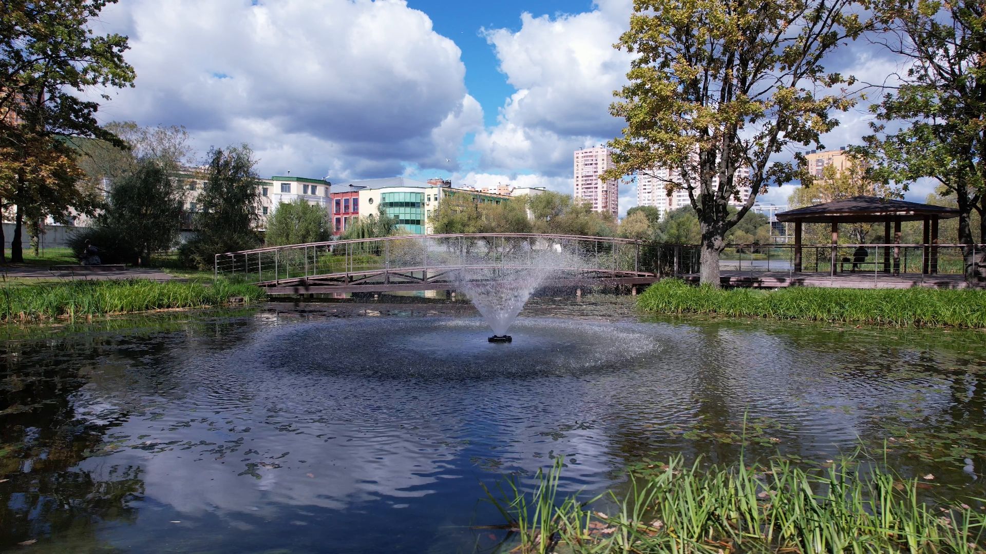 Реутов, благоустройство, пруд,видео с коптера,