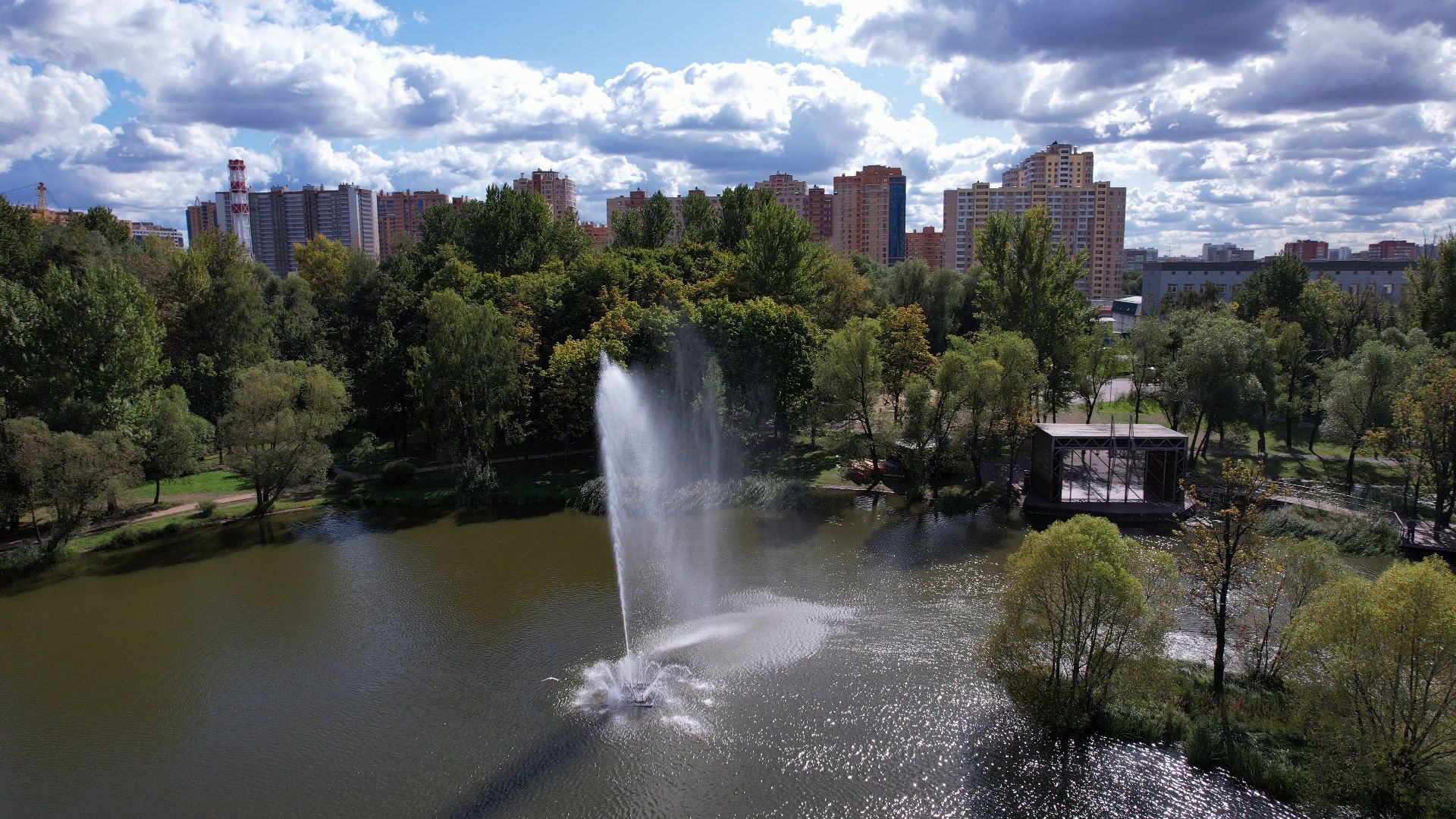 Реутов, благоустройство, пруд,видео с коптера,