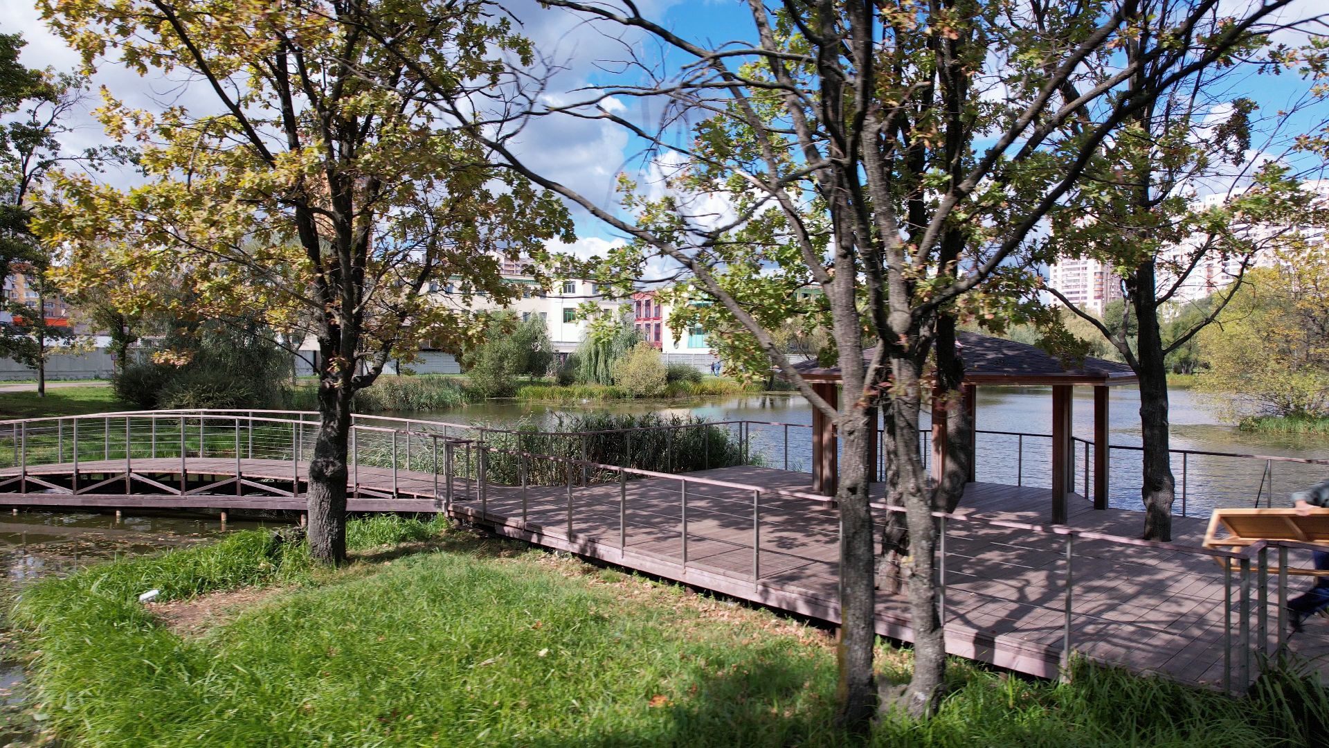 Реутов, благоустройство, пруд,видео с коптера,