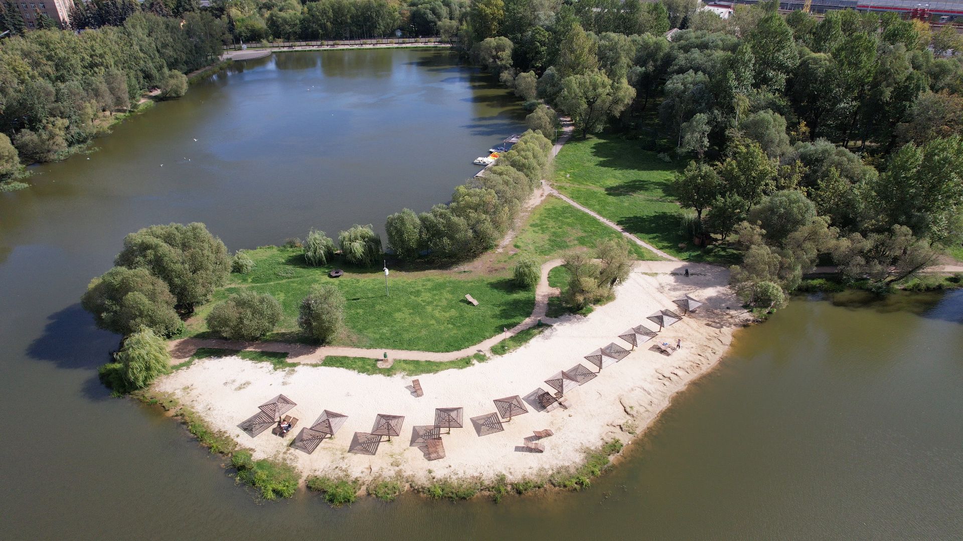 Реутов, благоустройство, пруд,видео с коптера,