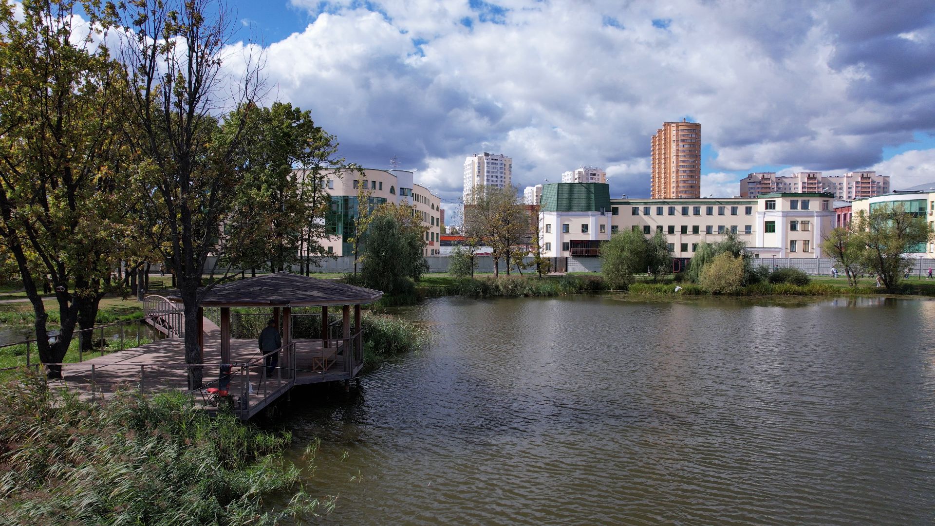 Реутов, благоустройство, пруд,видео с коптера,