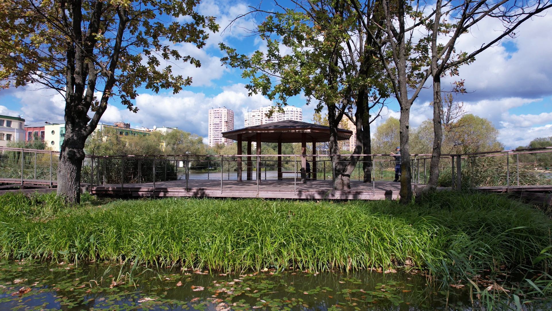 Реутов, благоустройство, пруд,видео с коптера,