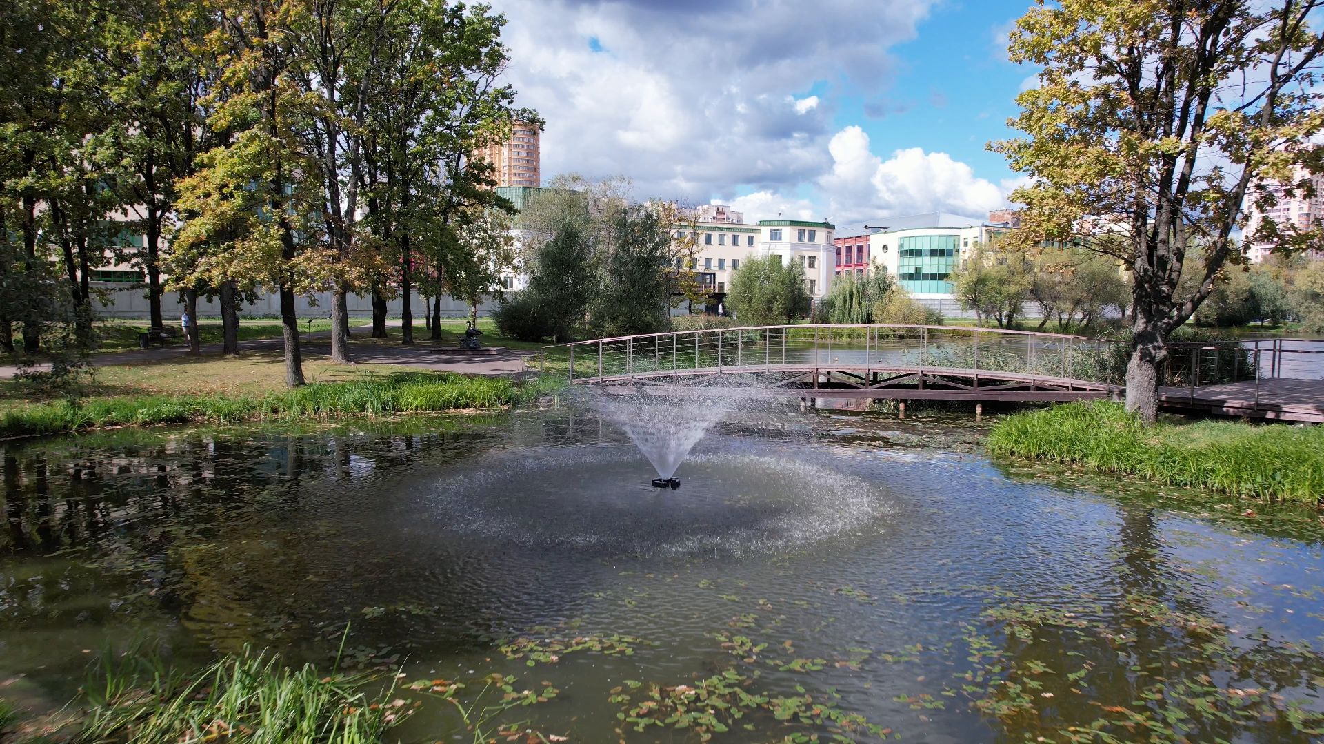 Реутов, благоустройство, пруд,видео с коптера,