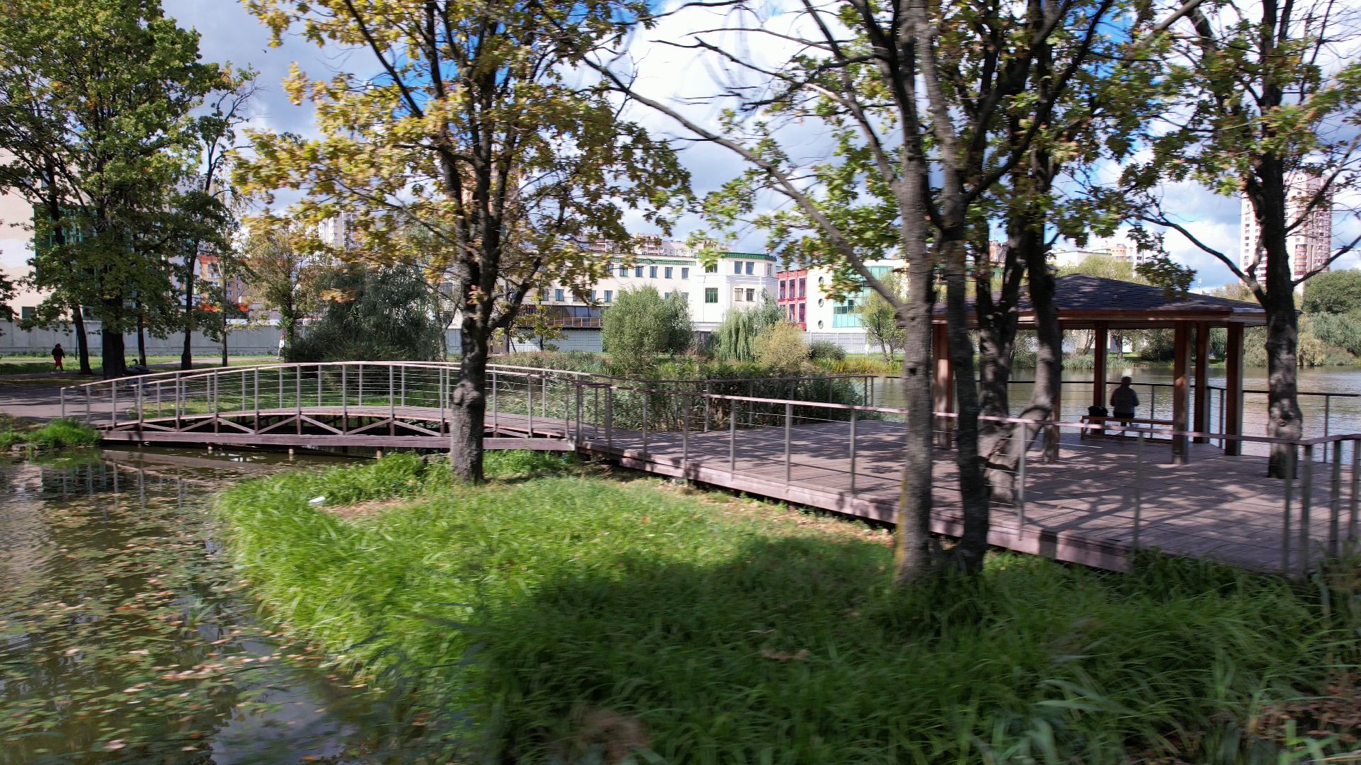 Реутов, благоустройство, пруд,видео с коптера,