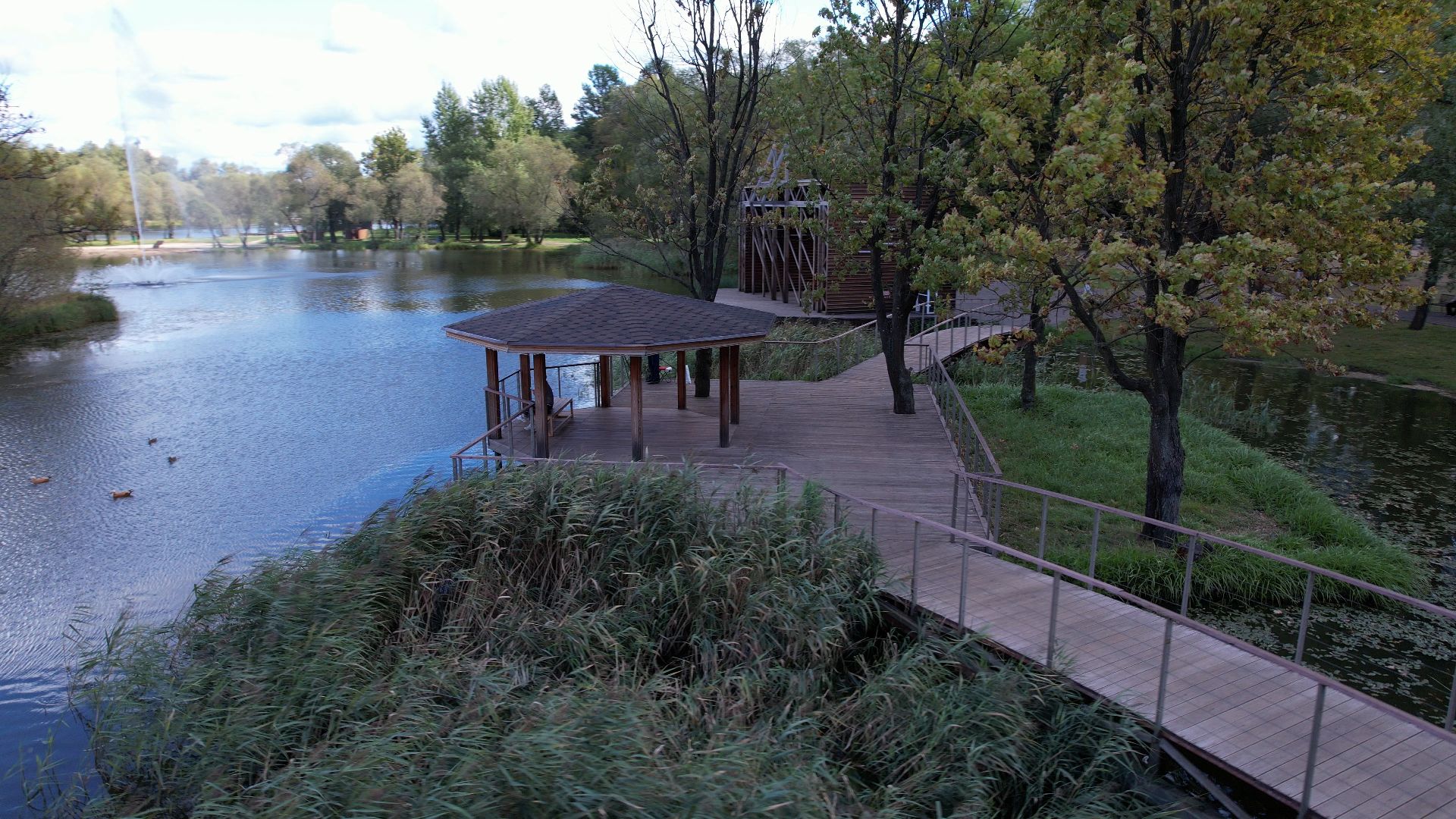 Реутов, благоустройство, пруд,видео с коптера,