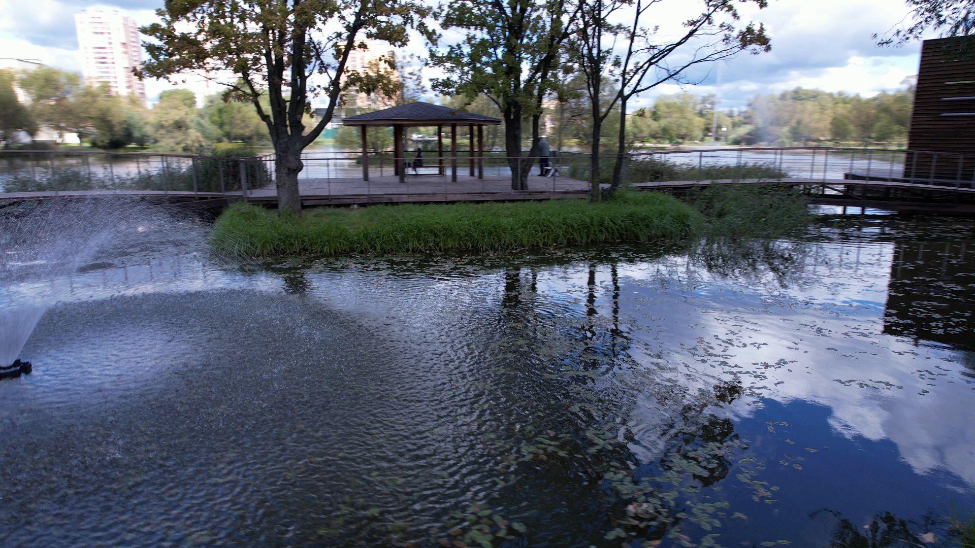 Реутов, благоустройство, пруд,видео с коптера,