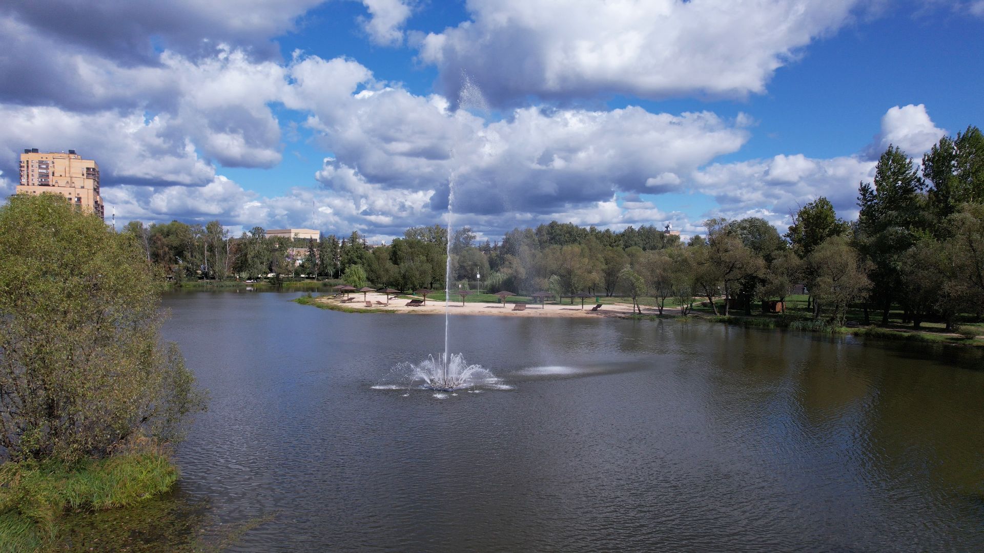 Реутов, благоустройство, пруд,видео с коптера,