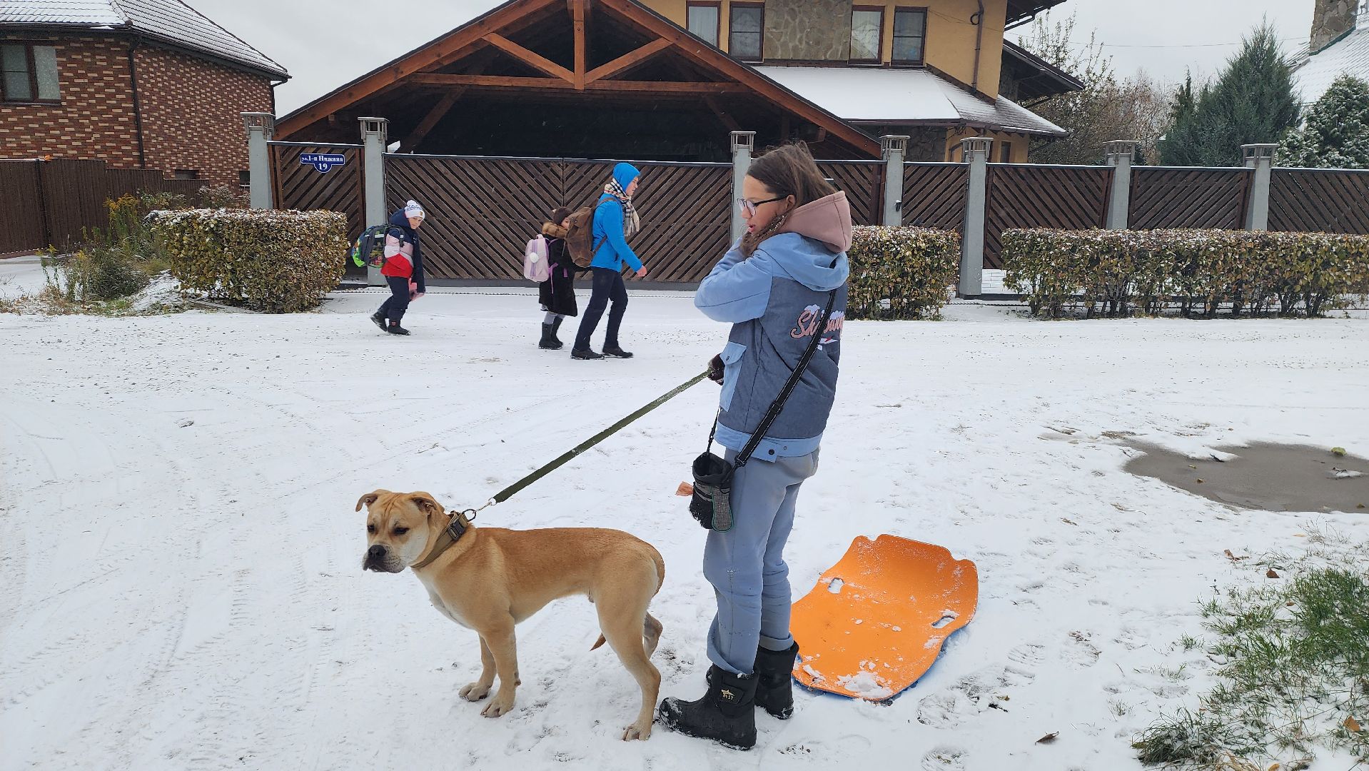 подмосковье, городской округ пушкинский, Ивантеевка, Первый снег, Город это люди, дети,