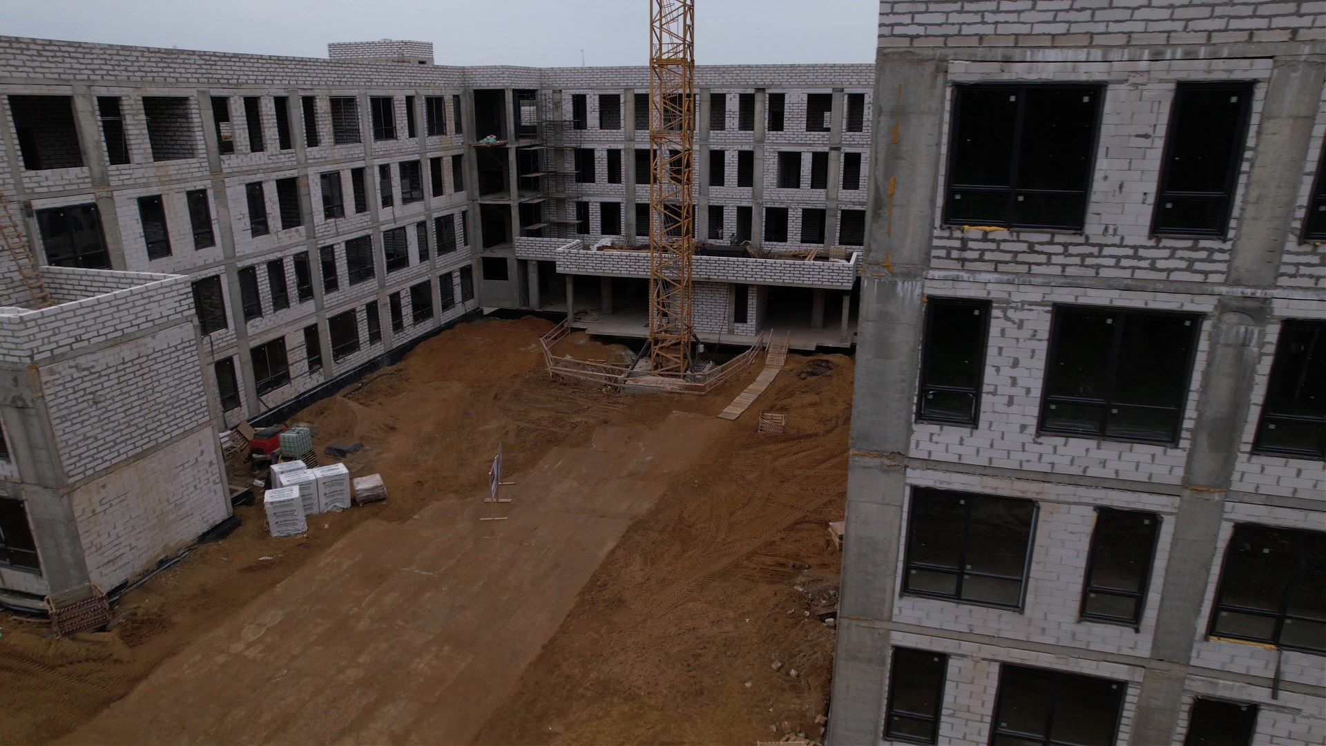 школа, ступино, стройка,видео с коптера,