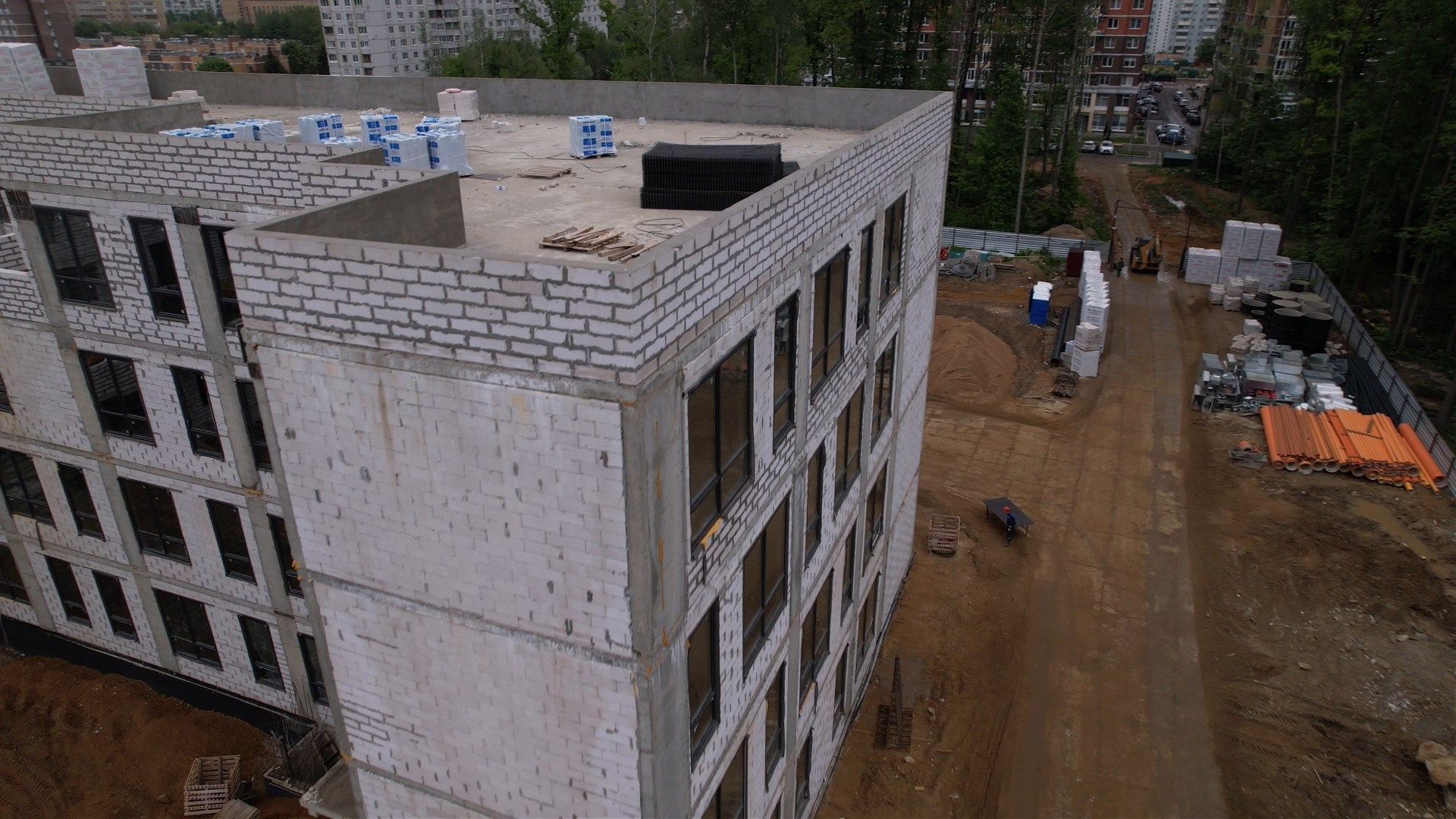 школа, ступино, стройка,видео с коптера,