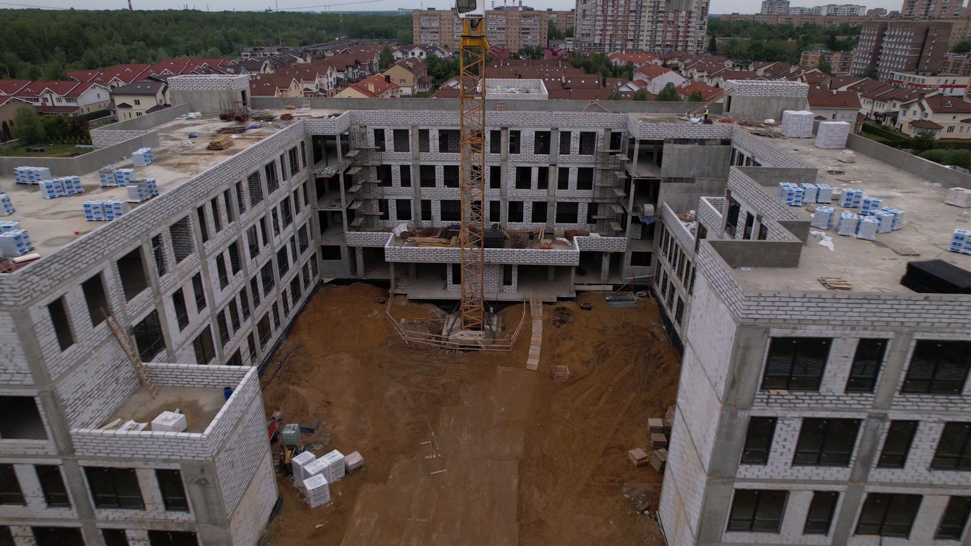 школа, ступино, стройка,видео с коптера,