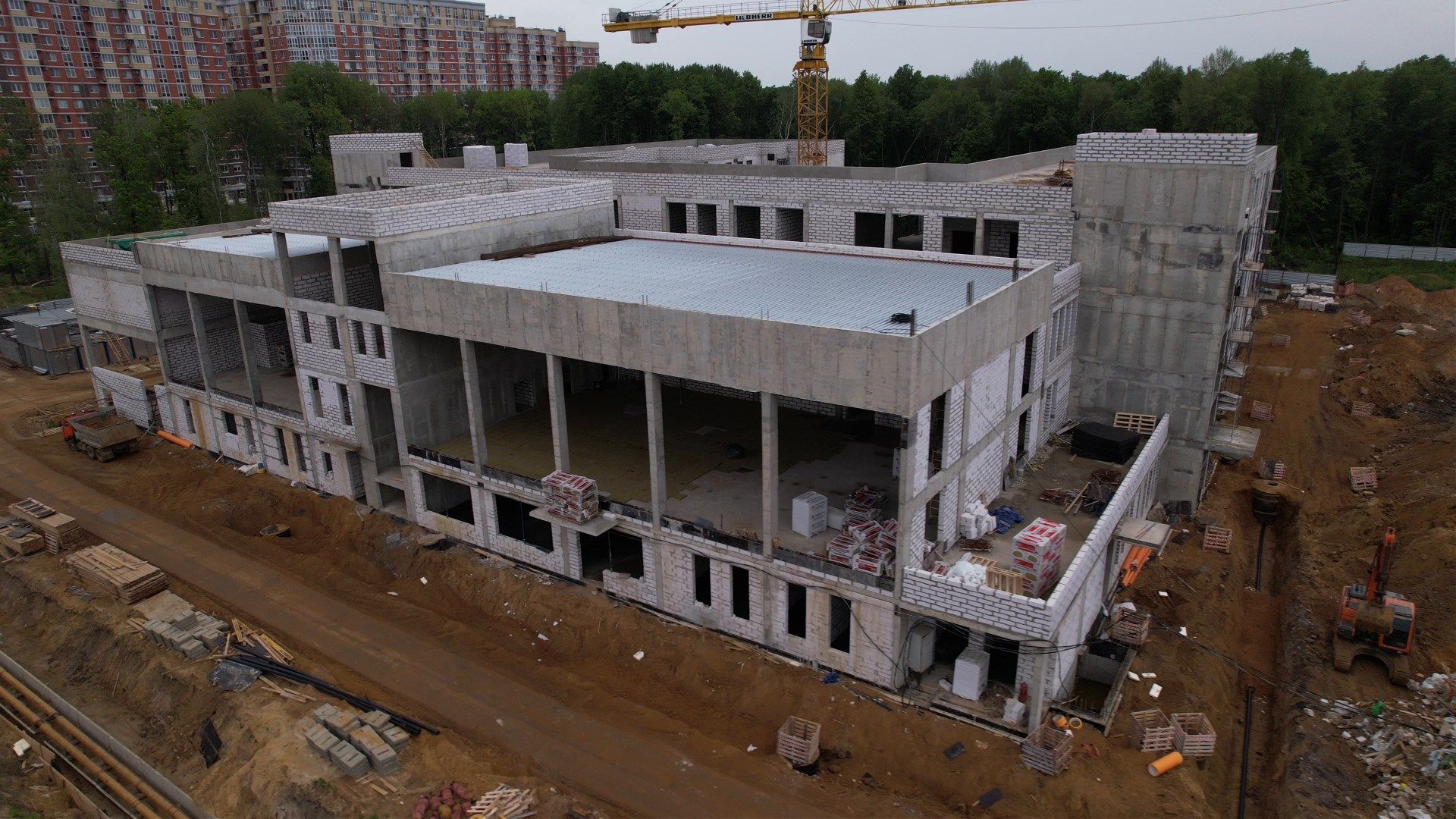 школа, ступино, стройка,видео с коптера,