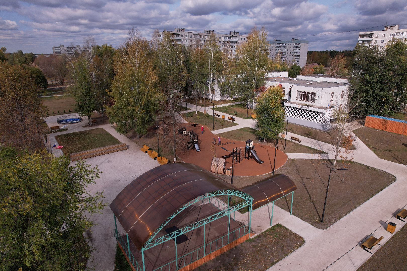 орехово-зуево, давыдово, благоустройство, сквер,видео с коптера,