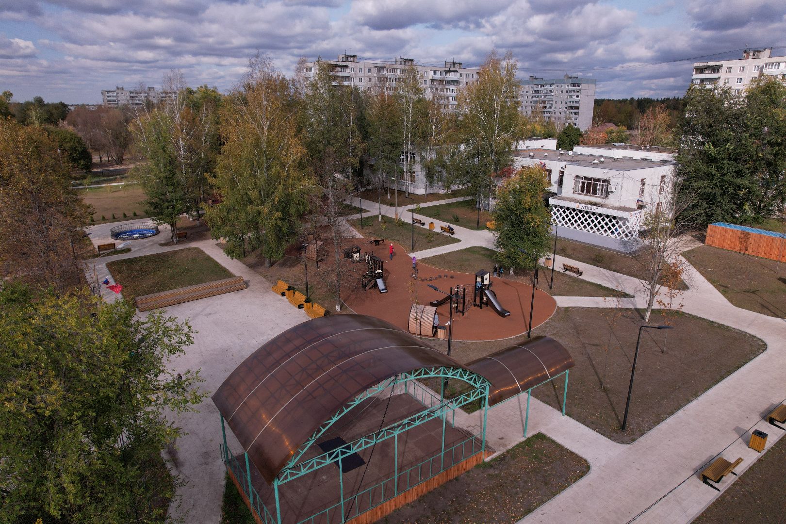 орехово-зуево, давыдово, благоустройство, сквер,видео с коптера,