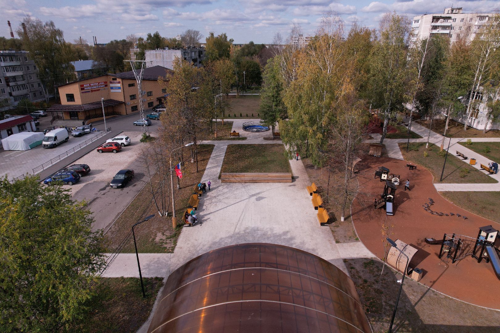 орехово-зуево, давыдово, благоустройство, сквер,видео с коптера,