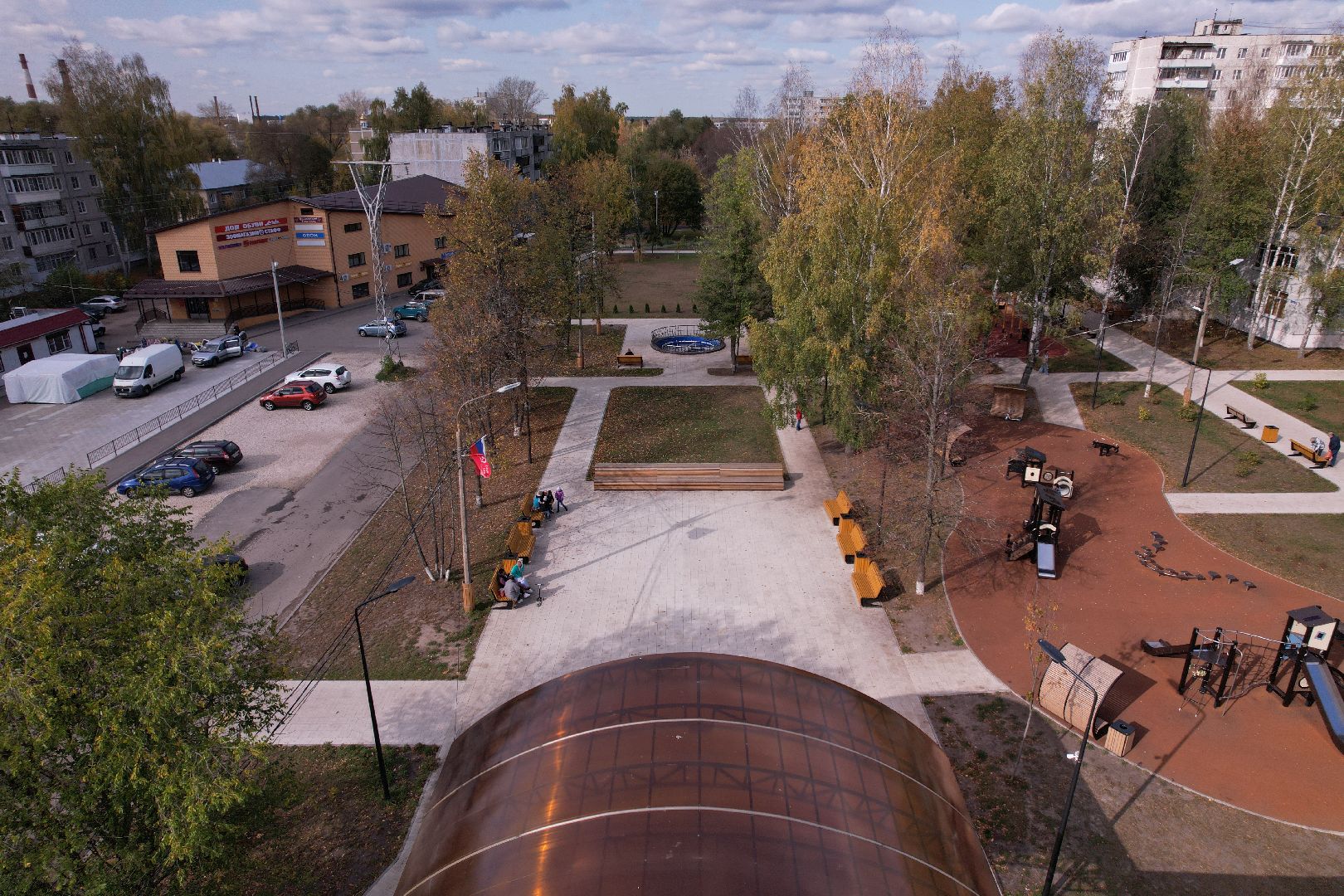 орехово-зуево, давыдово, благоустройство, сквер,видео с коптера,