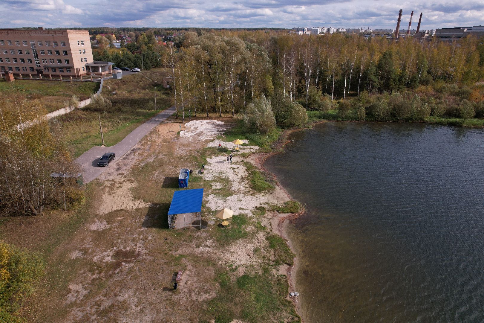 озеро, орехово-зуево, благоустройство,видео с коптера,
