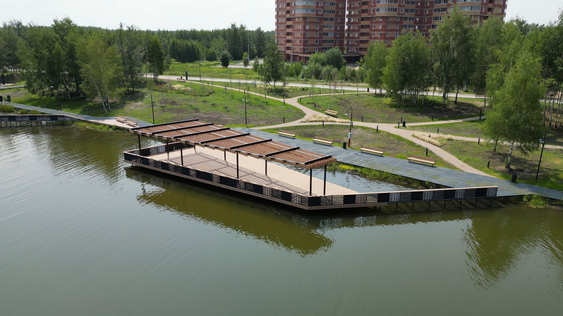 электрогорск, озеро, благоустройство,видео с коптера,