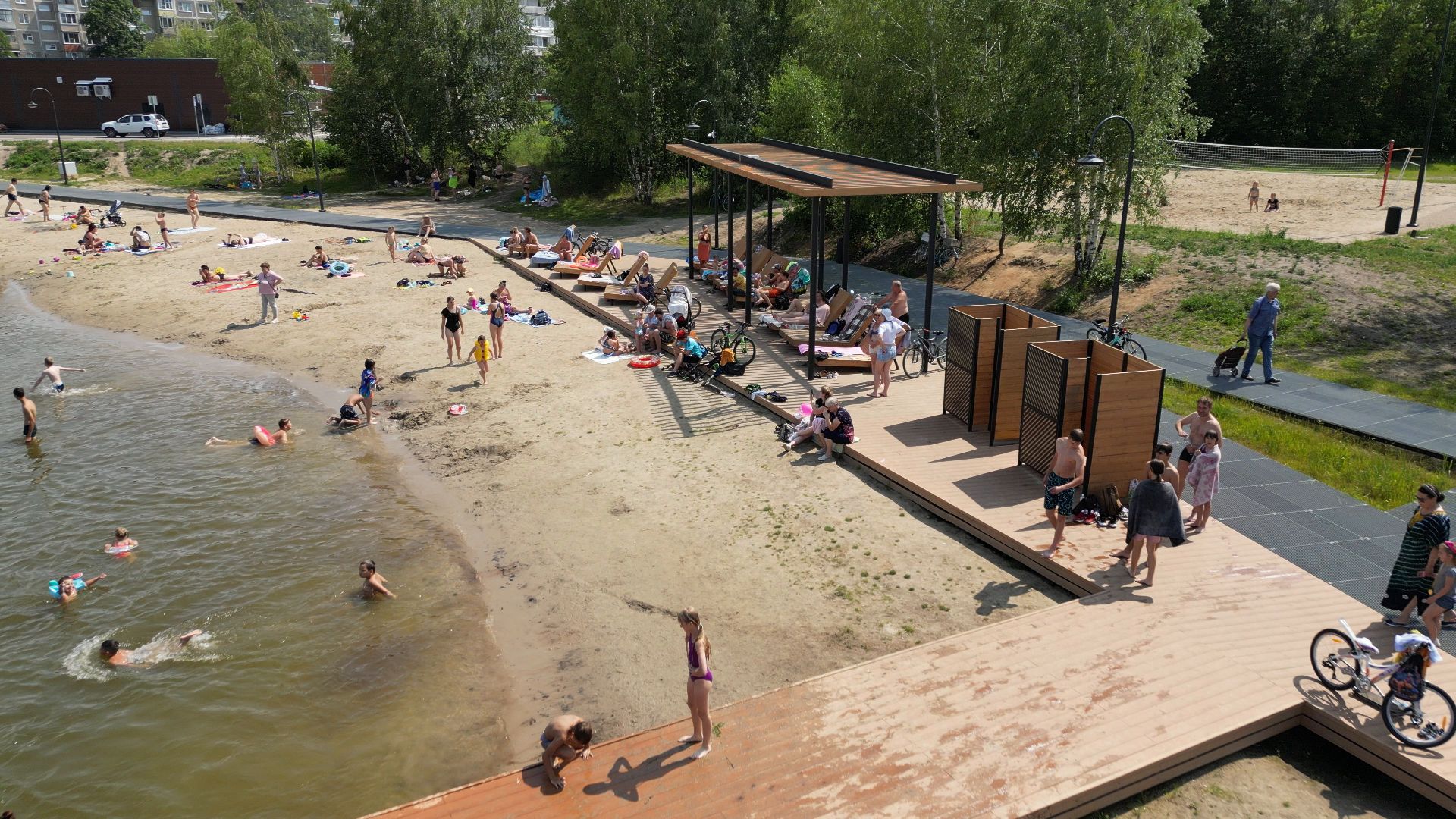 электрогорск, озеро, благоустройство,видео с коптера,